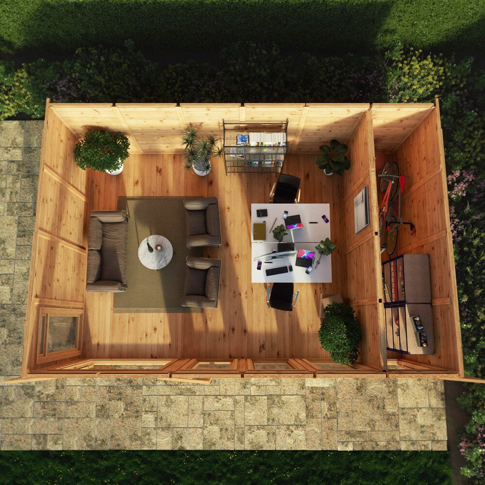 Mercia 6m x 4m(D) Insulated Garden Room with Side Shed