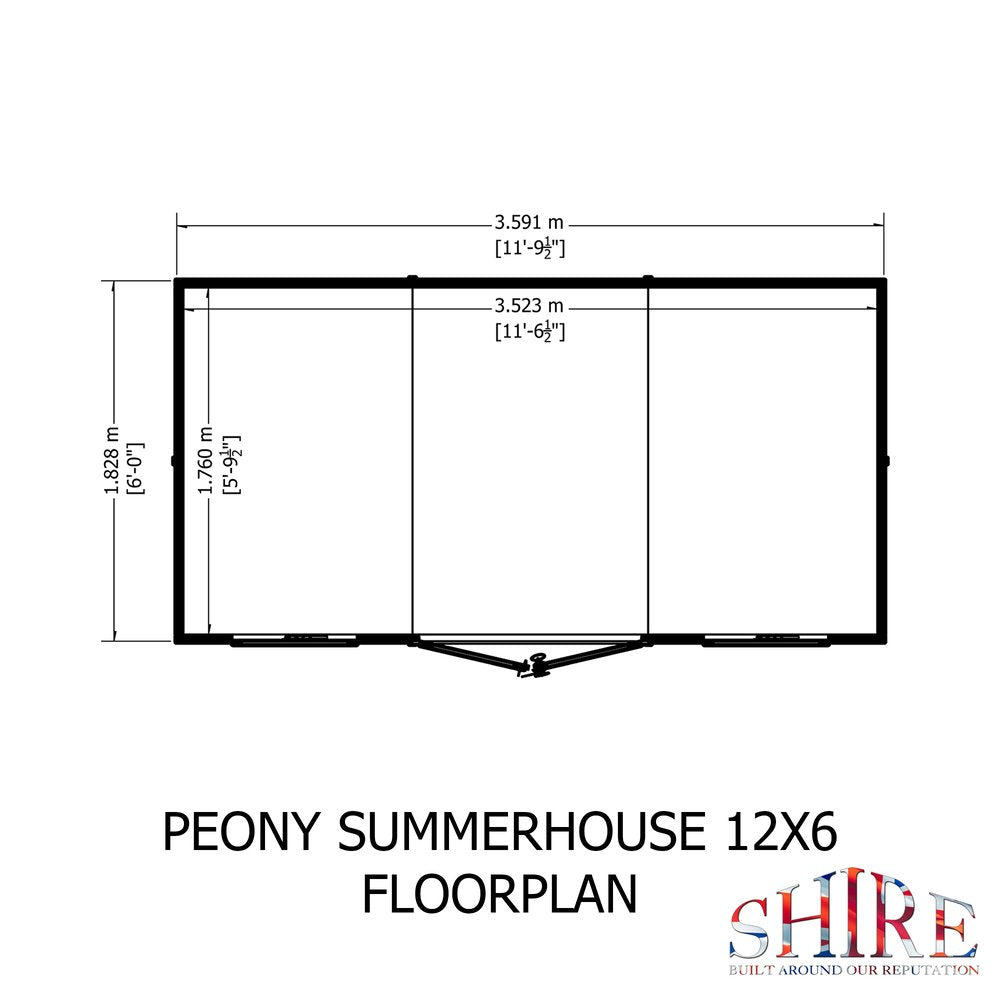 Shire Peony 12 x 6 Pent Summerhouse