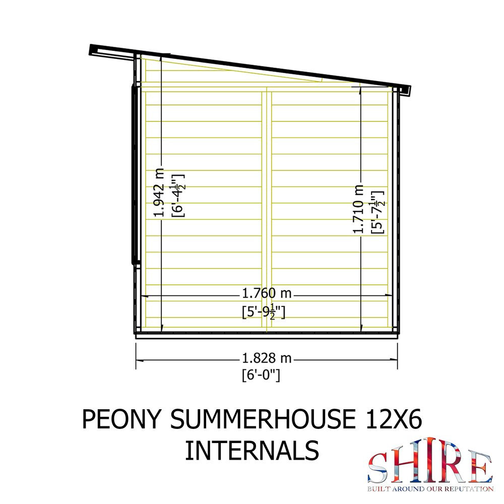 Shire Peony 12 x 6 Pent Summerhouse