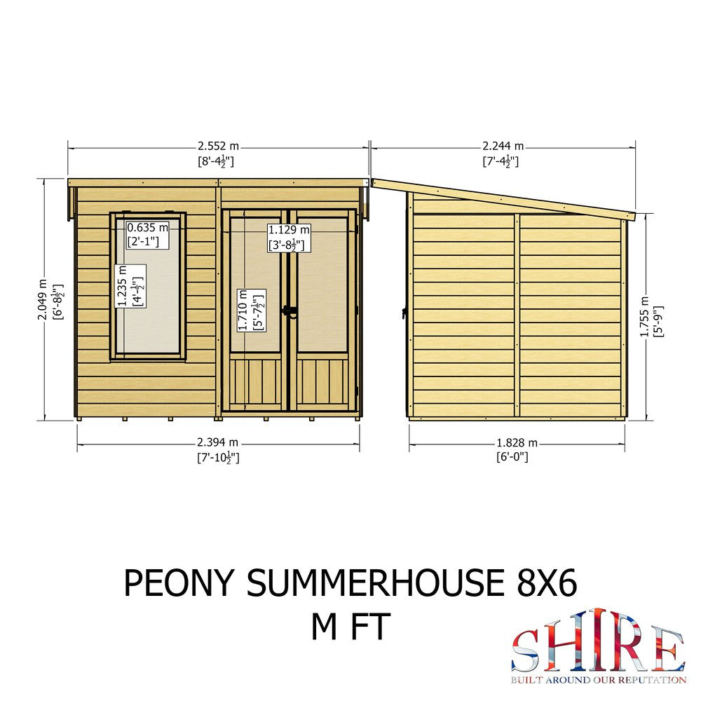 Shire Peony 8 x 6 Pent Summerhouse