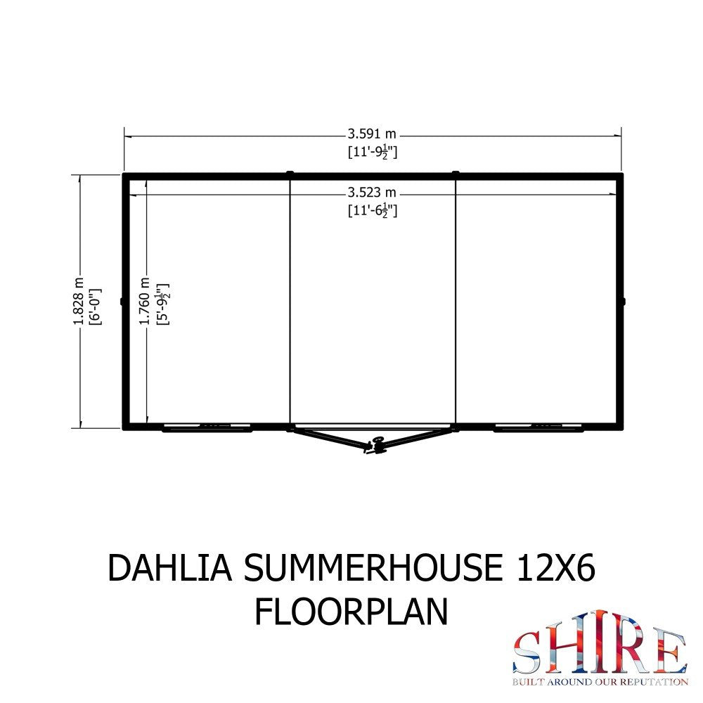 Shire Dahlia 12 x 6 Pent Summerhouse