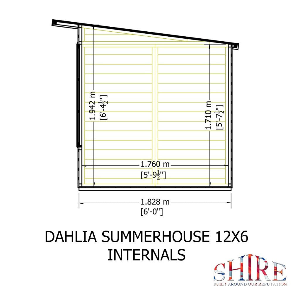 Shire Dahlia 12 x 6 Pent Summerhouse