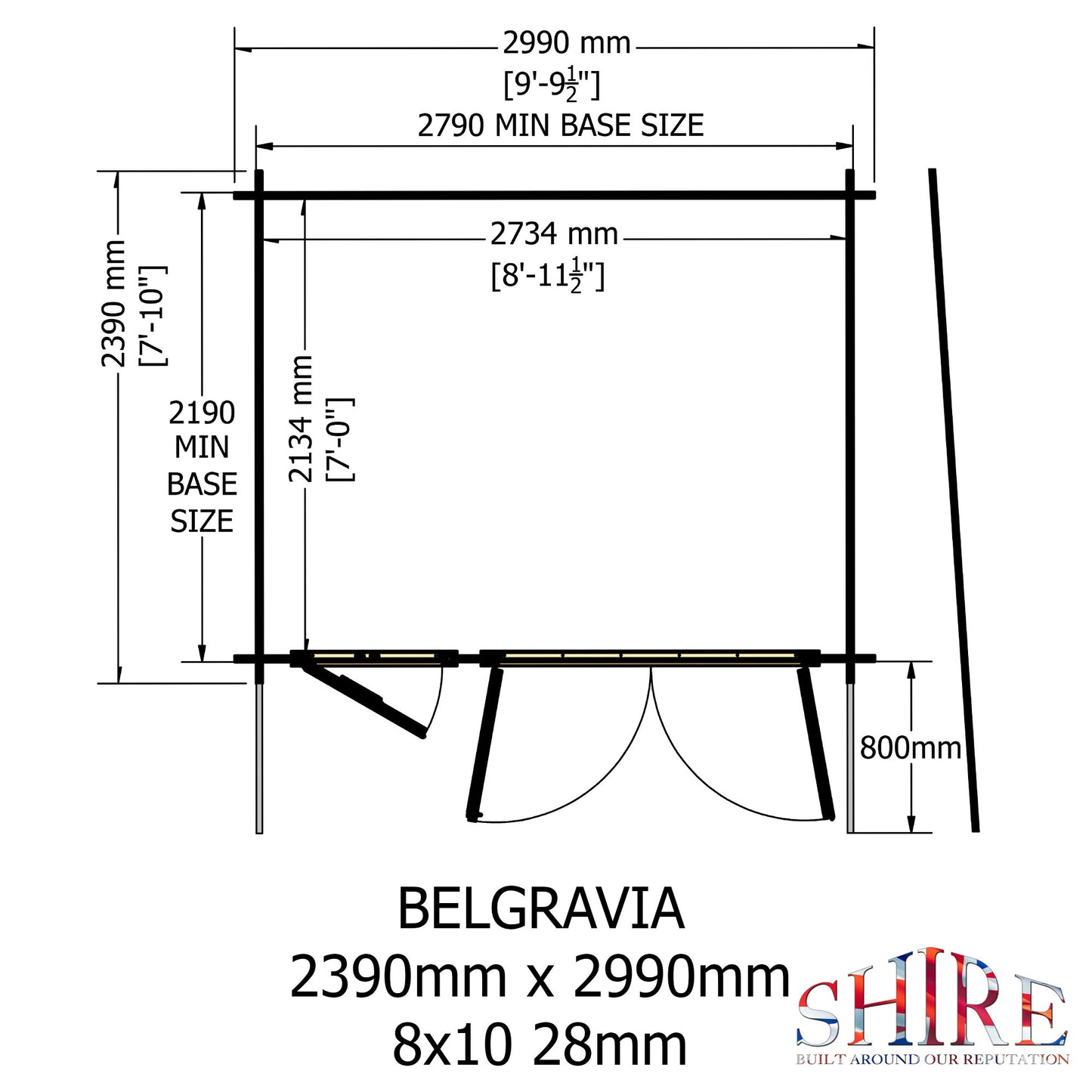 Shire Belgravia 8x10 Log Cabin (34mm - 70mm Logs)