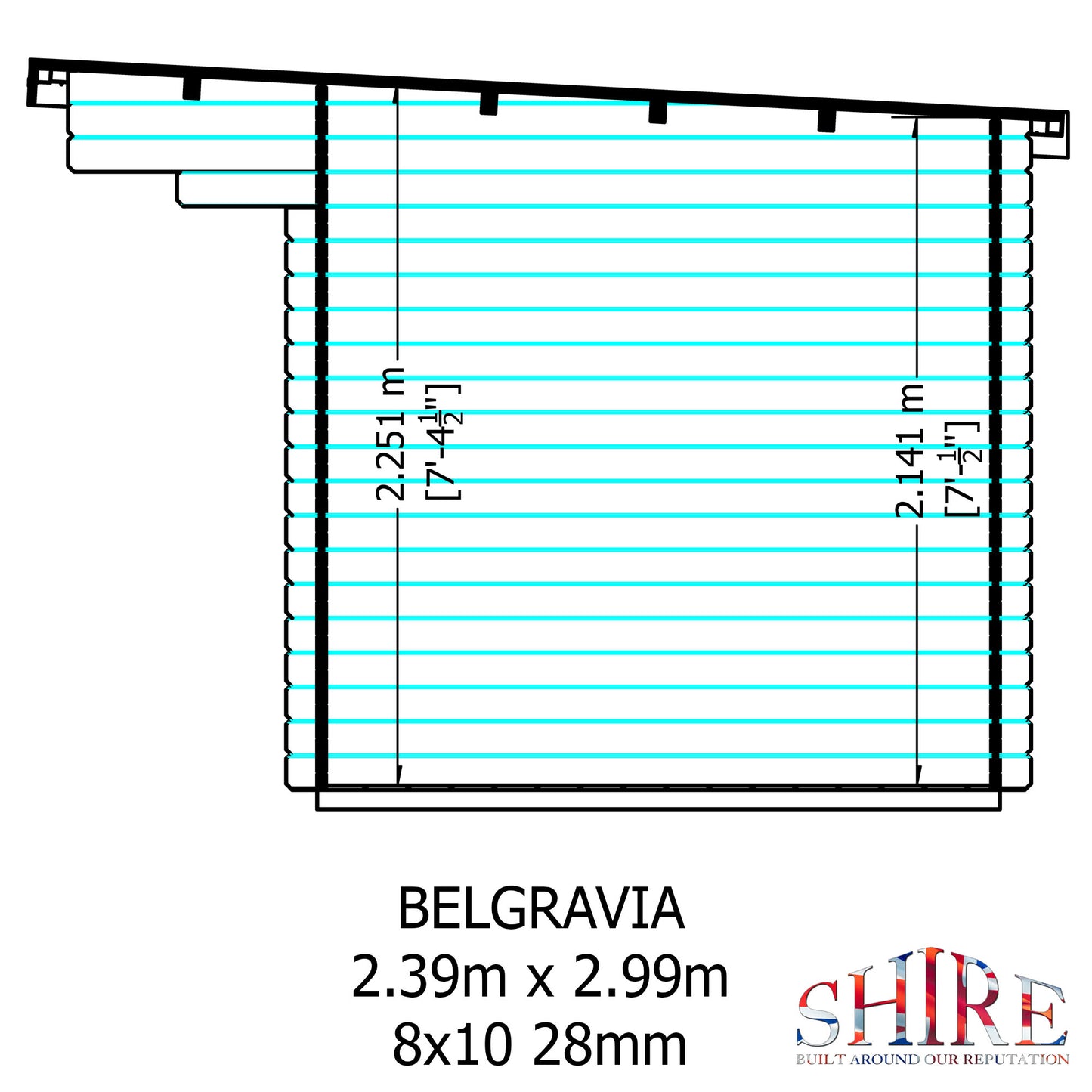 Shire Belgravia 8x10 Log Cabin (34mm - 70mm Logs)
