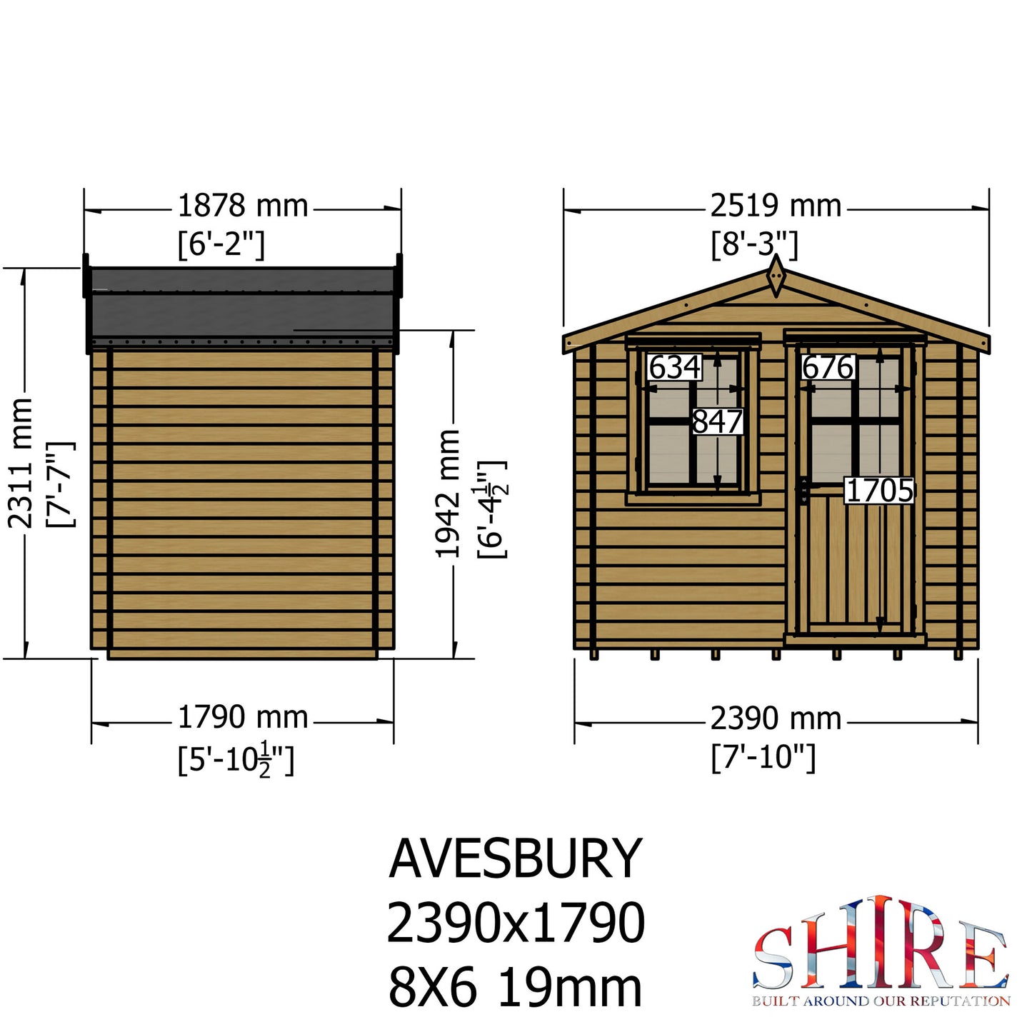 Shire Avesbury(Pembrook) 8x619 Log Cabin