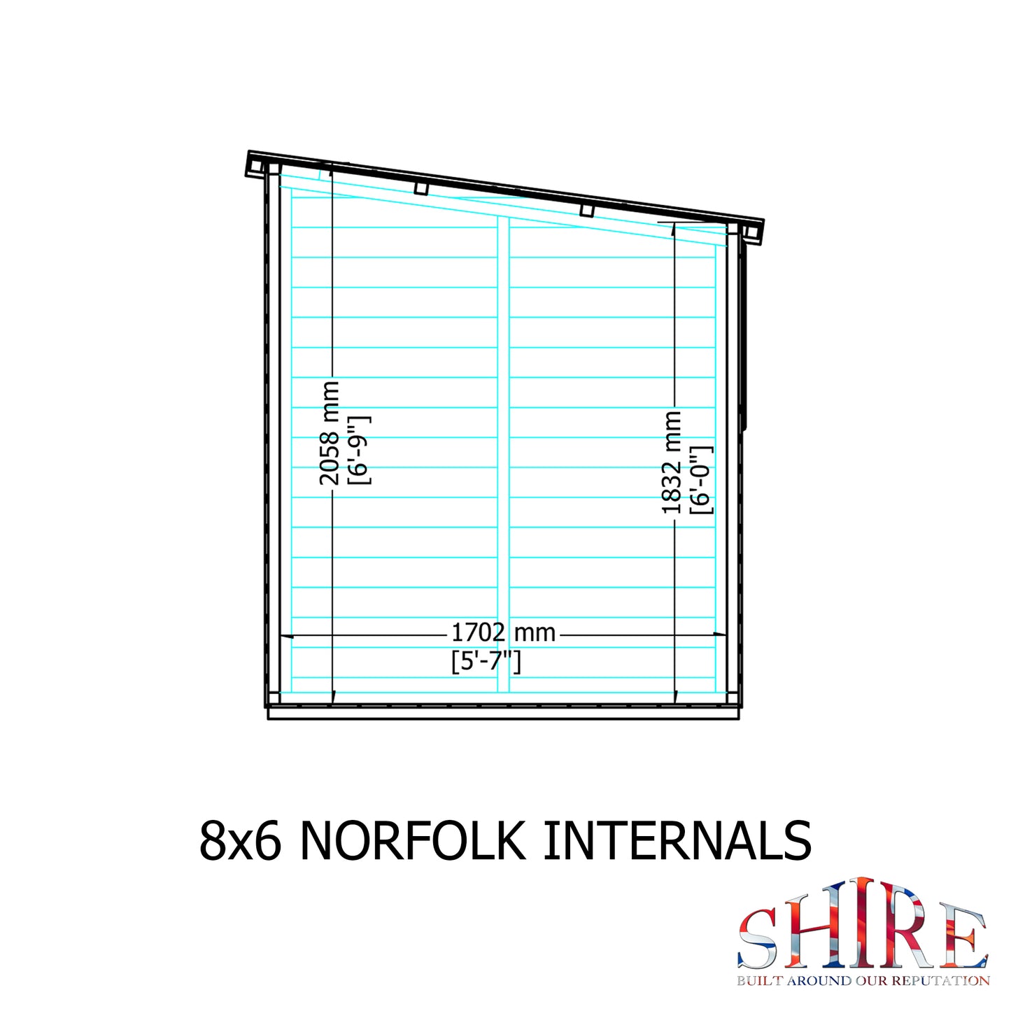 Shire Norfolk 8x6 Single Door Shiplap Style A