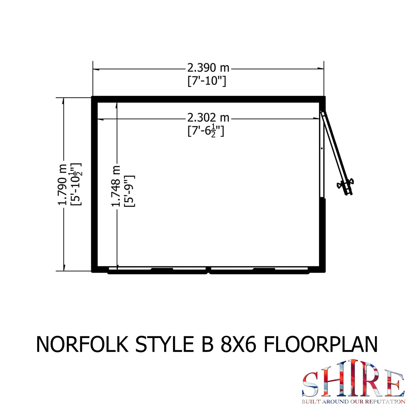 Shire Norfolk 8x6 Single Door Shiplap Style B