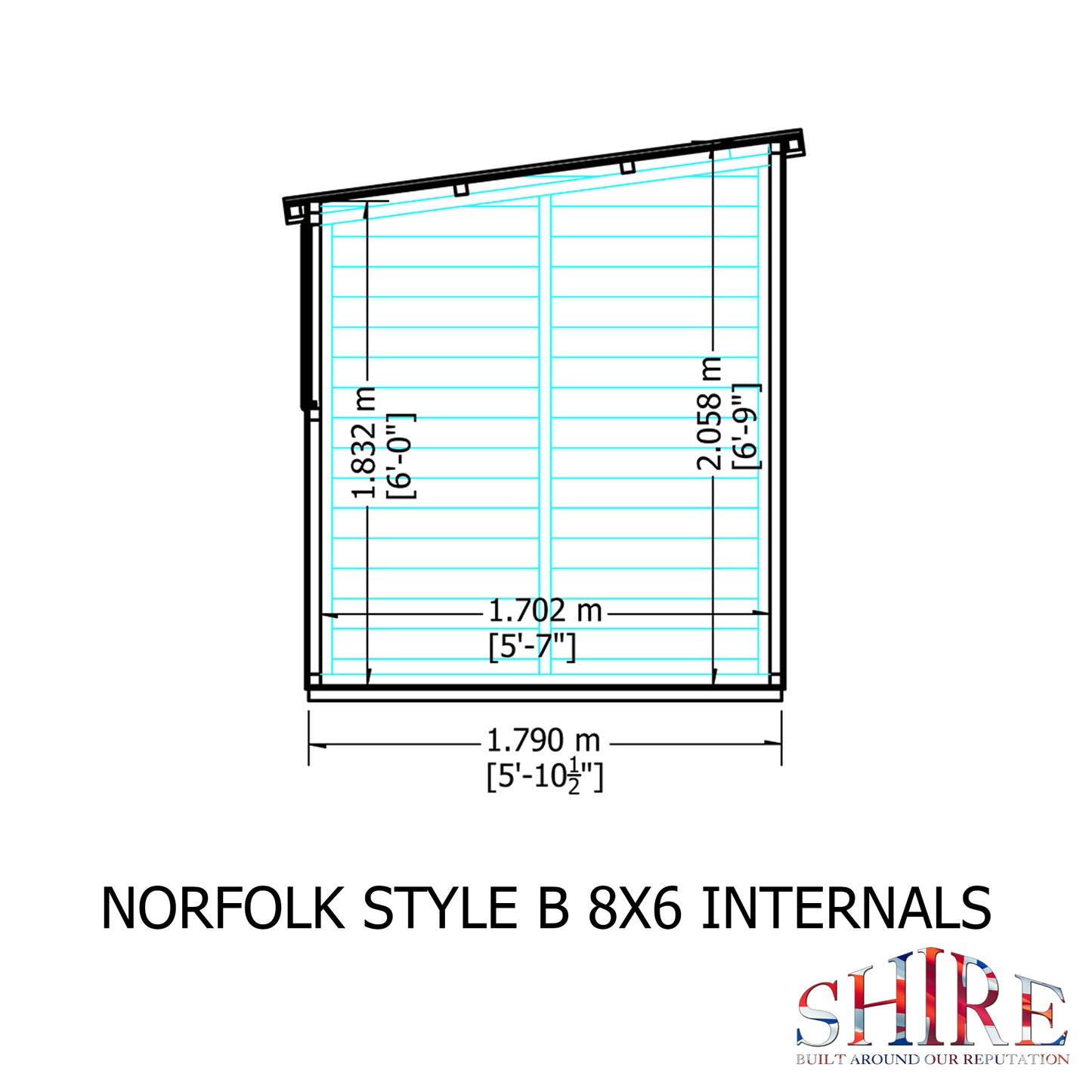 Shire Norfolk 8x6 Single Door Shiplap Style B