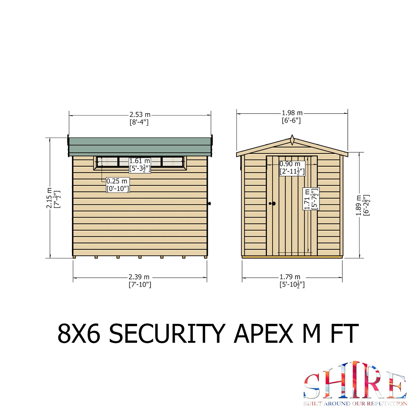 Shire Security Apex 8x6 Single Door Shiplap