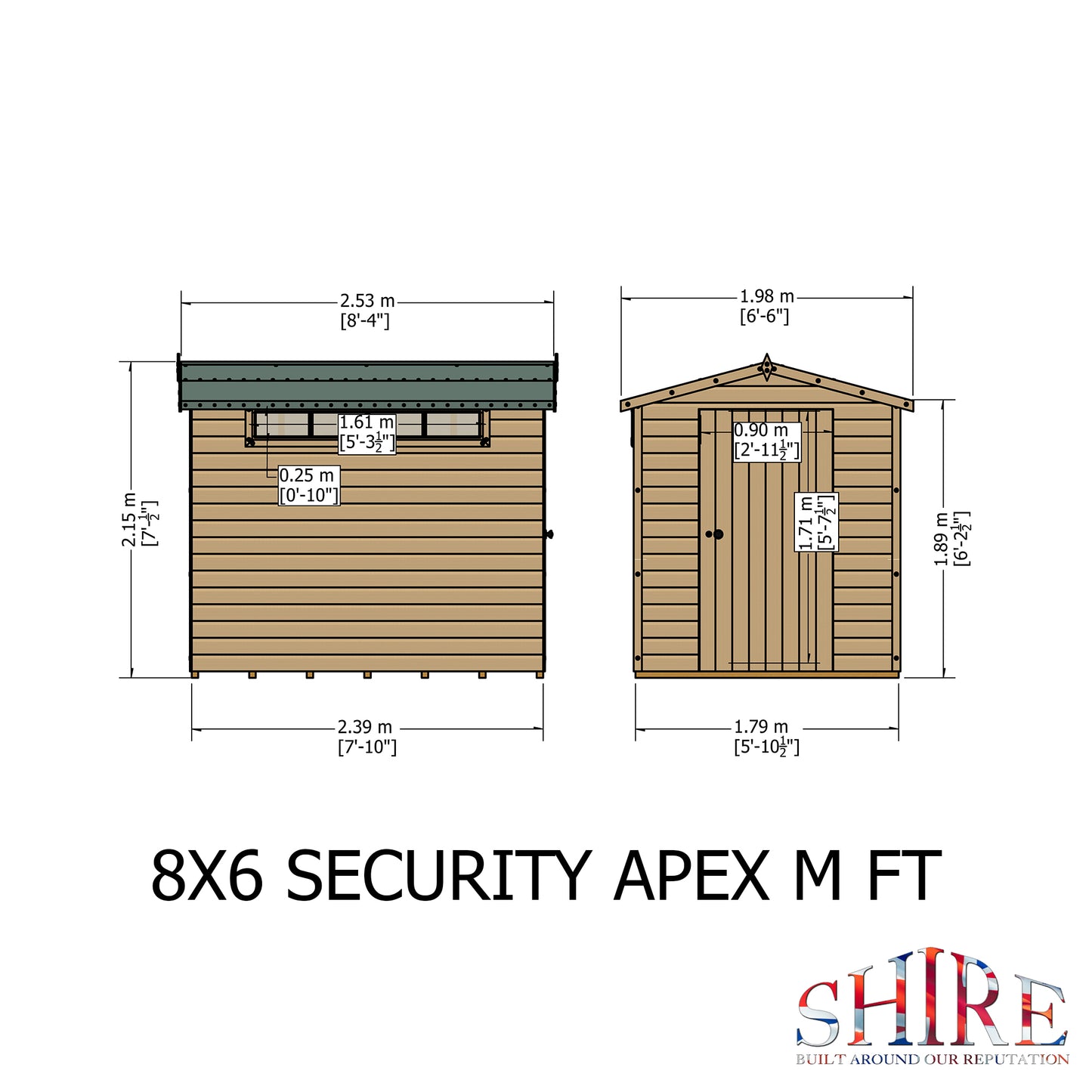 Shire Security Apex 8x6 Single Door Shiplap