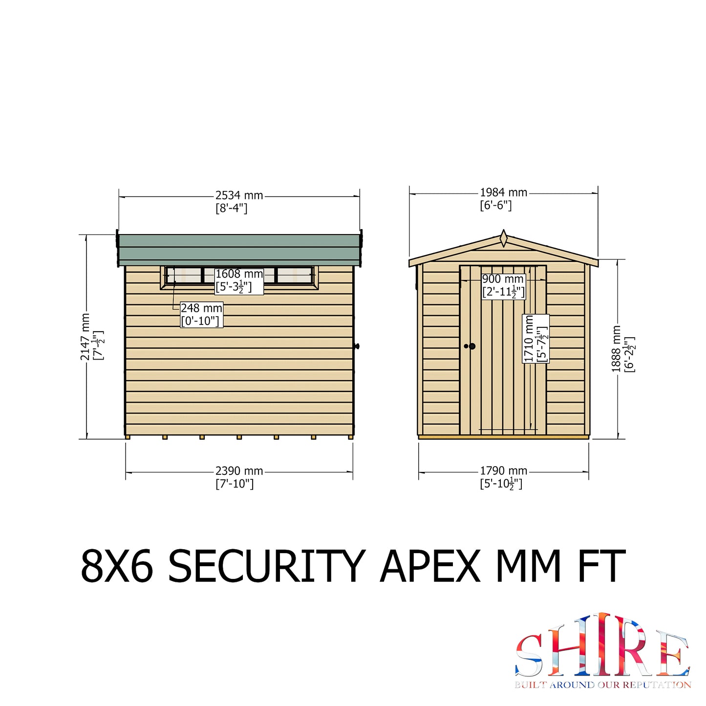 Shire Security Apex 8x6 Single Door Shiplap