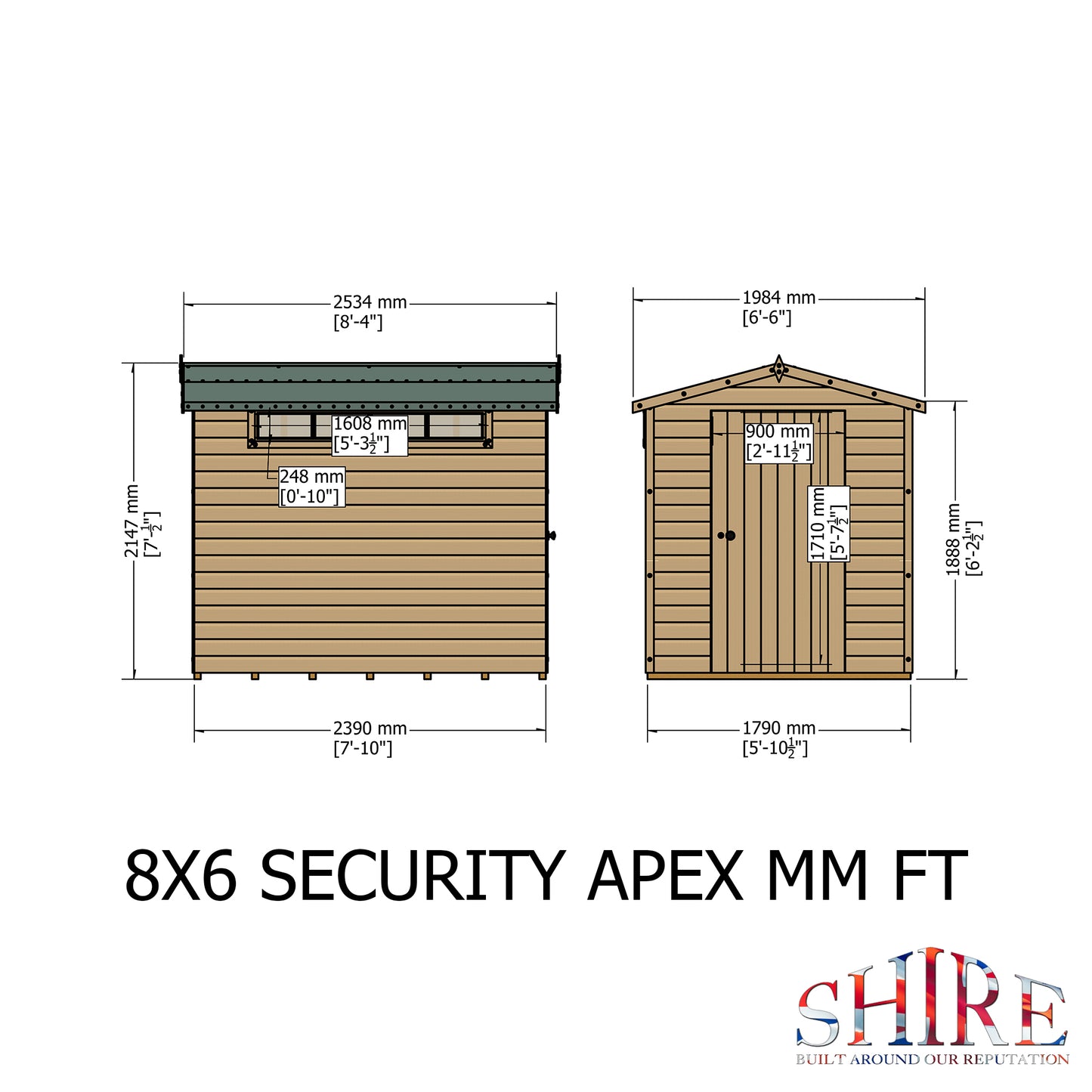 Shire Security Apex 8x6 Single Door Shiplap