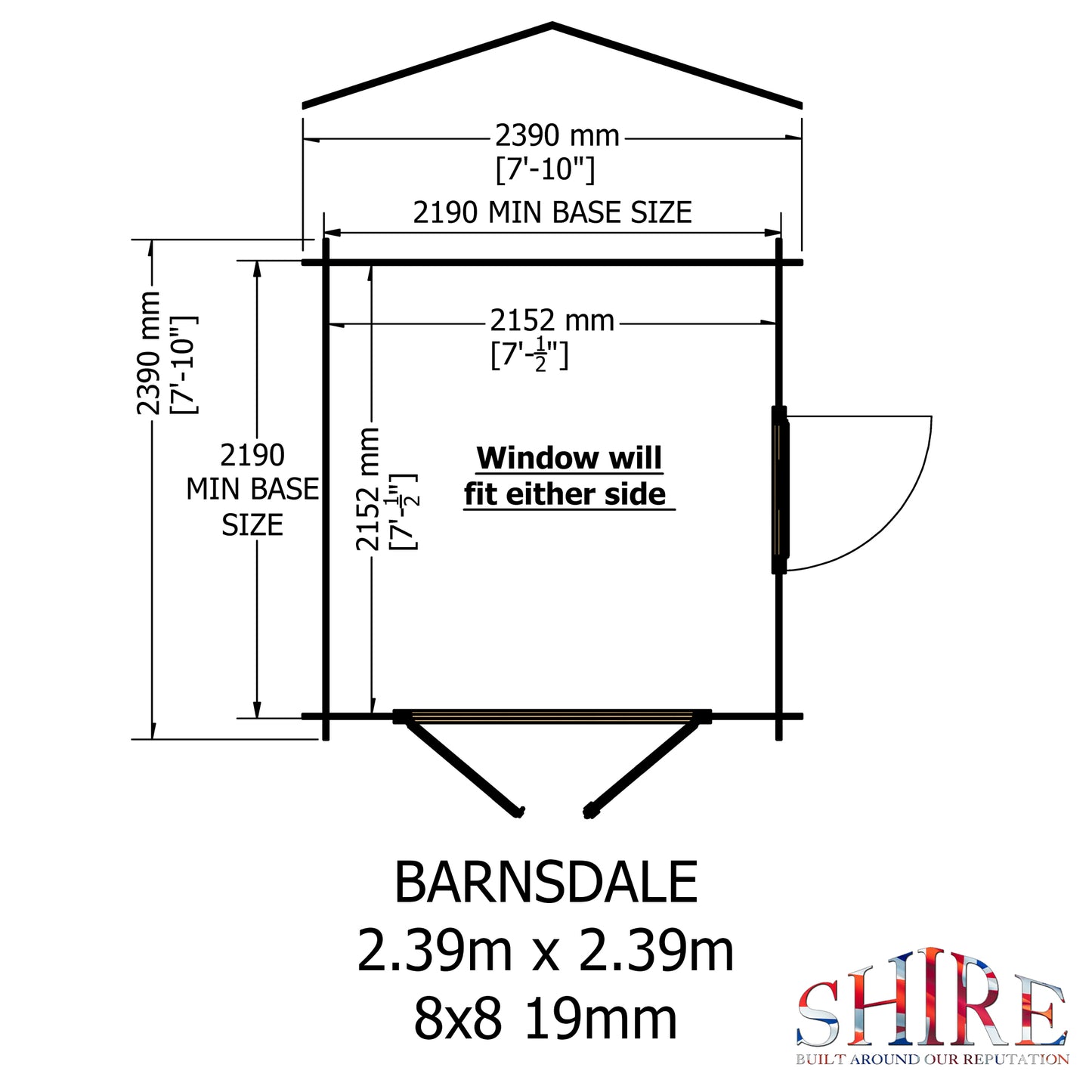 Shire Barnsdale 8x8 19mm Log Cabin