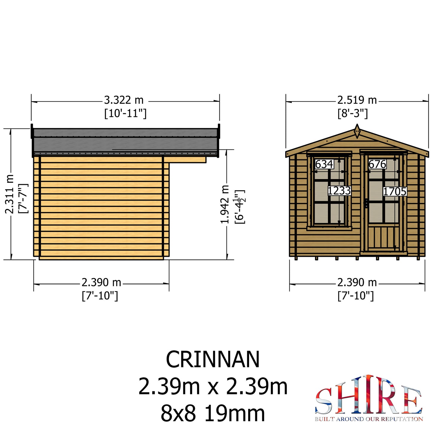 Shire Crinan 8x8 19mm Log Cabin