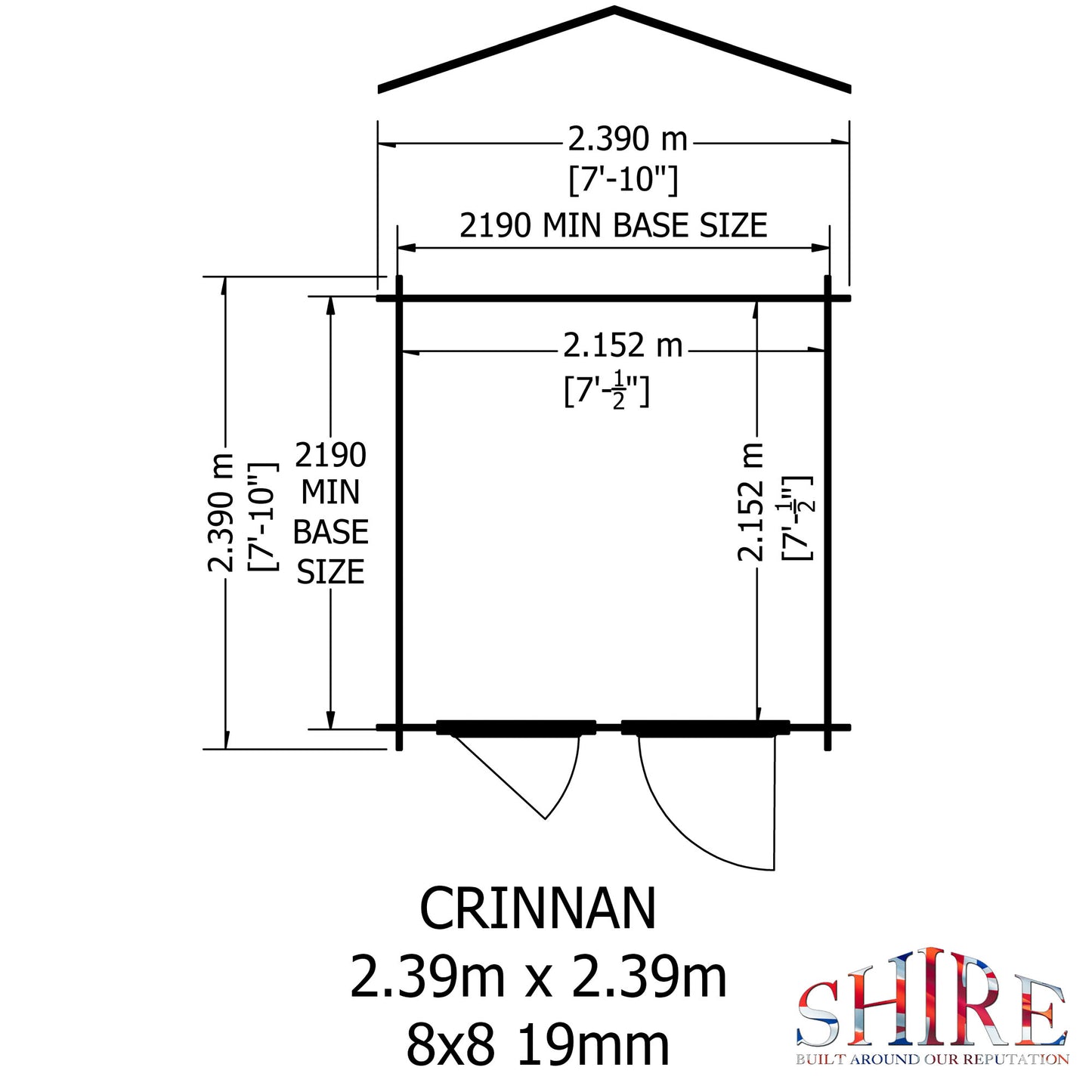Shire Crinan 8x8 19mm Log Cabin