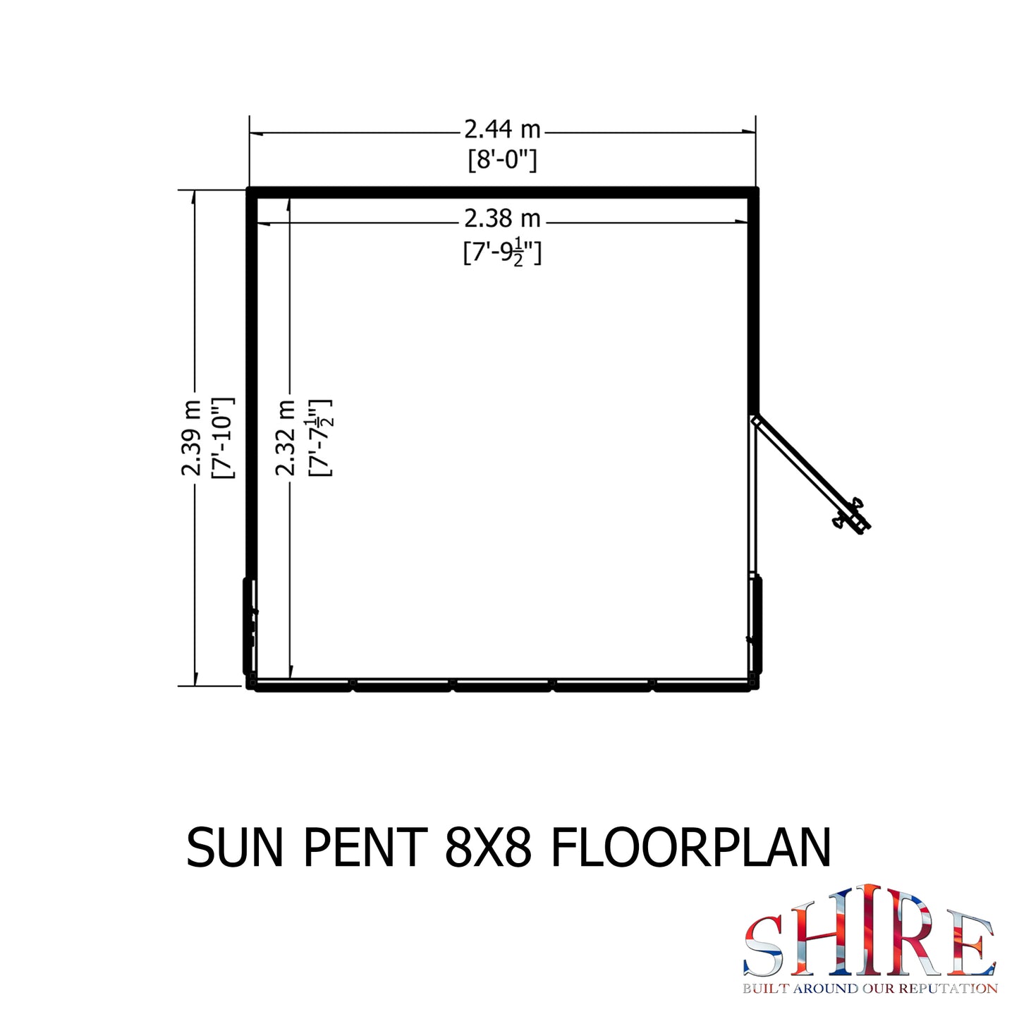 Shire Sun Pent 8x8 Double Door Shiplap Style B