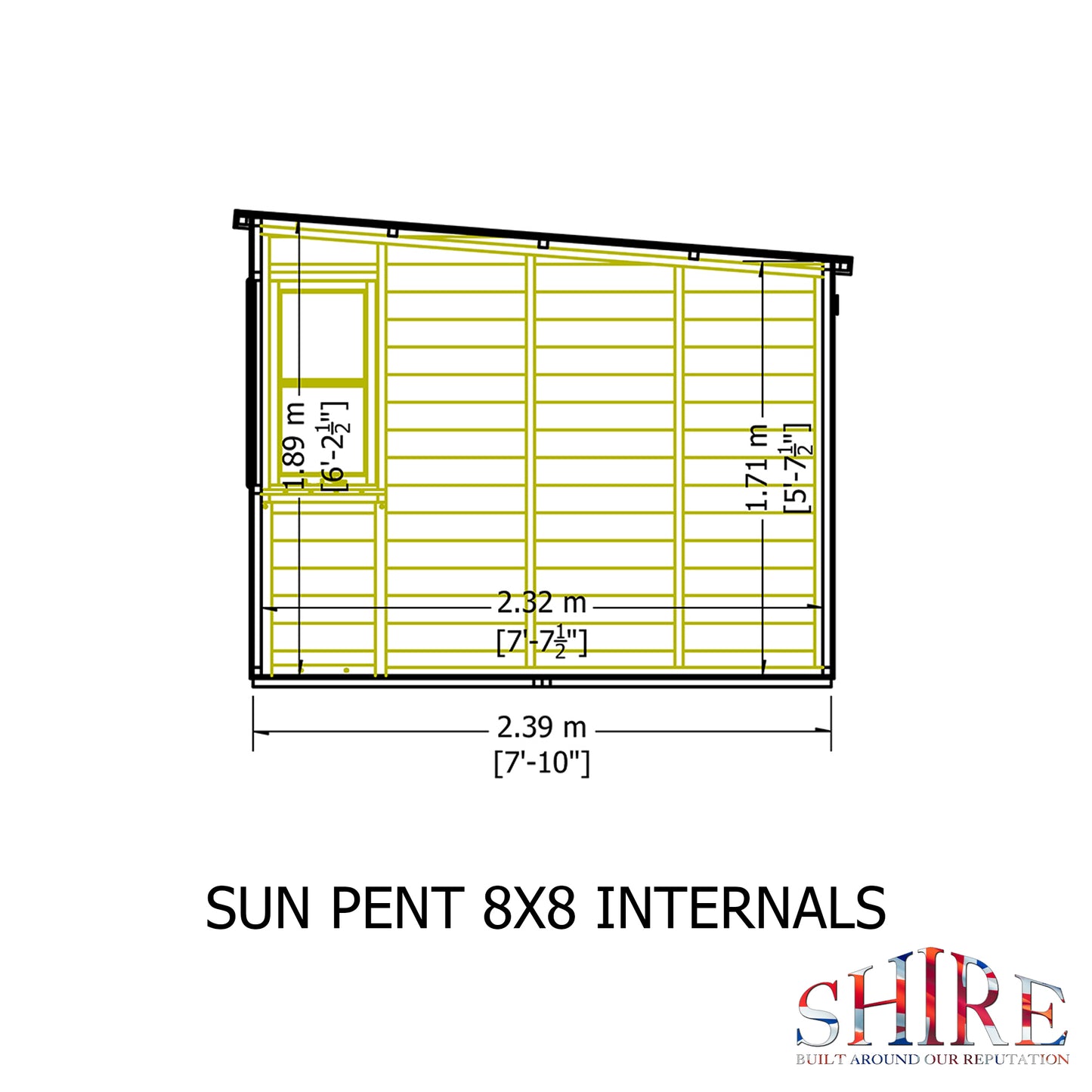Shire Sun Pent 8x8 Double Door Shiplap Style B