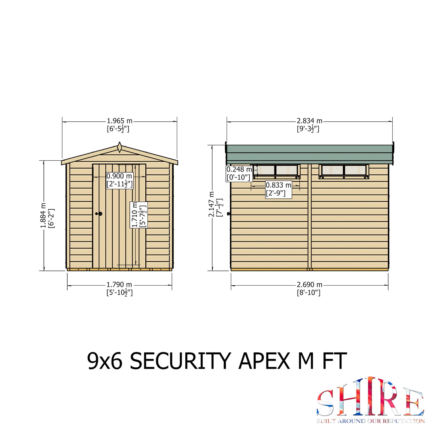 Shire Security Apex 9x6 Single Door Loglap