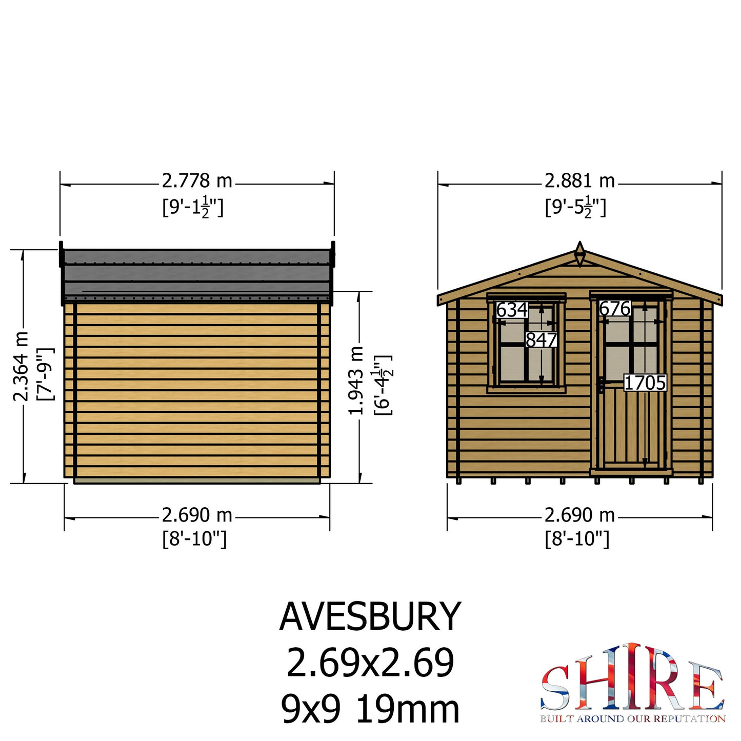Shire Avesbury 9x9 19mm Log Cabin