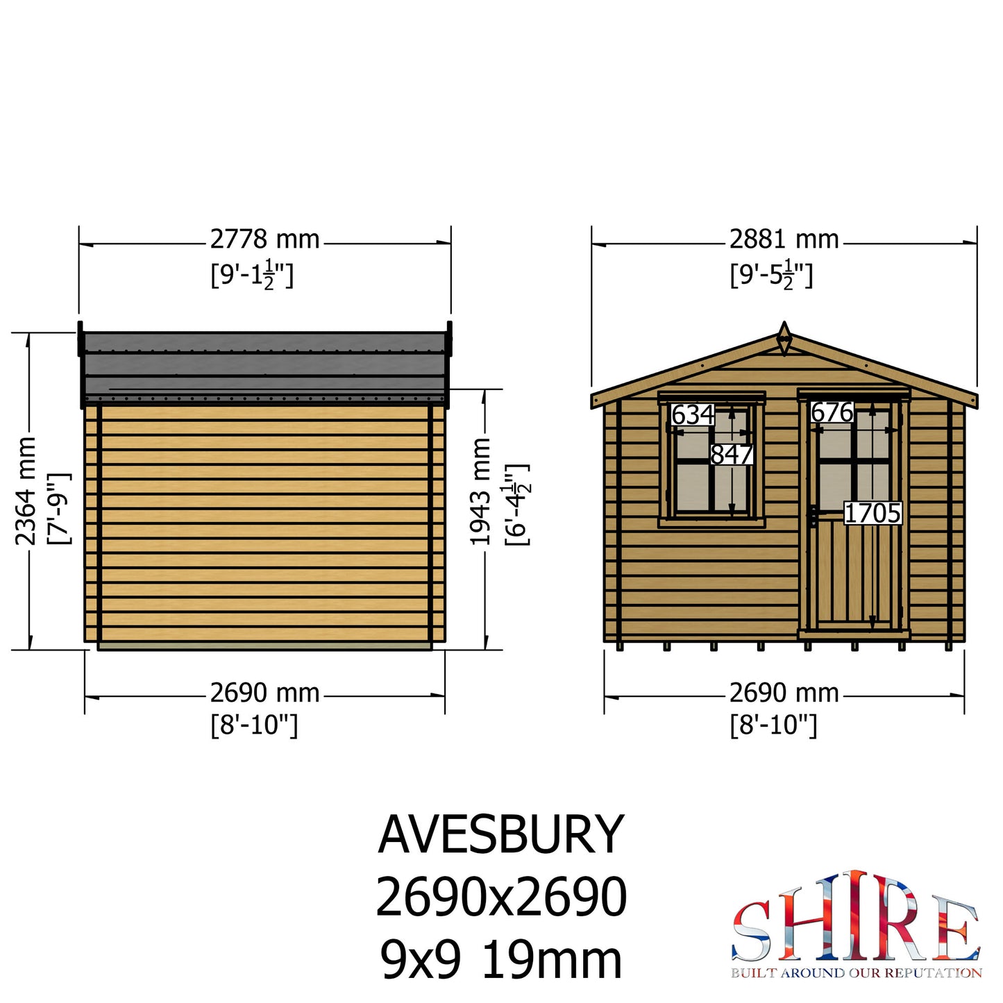 Shire Avesbury 9x9 19mm Log Cabin