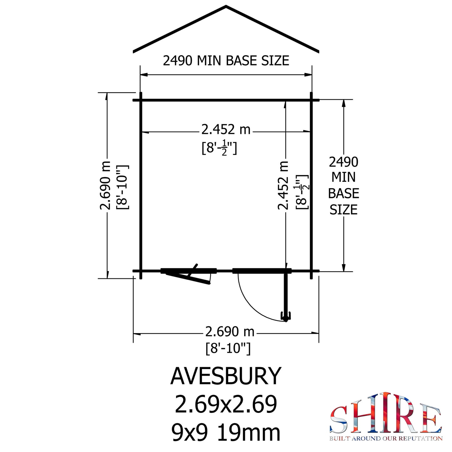 Shire Avesbury 9x9 19mm Log Cabin