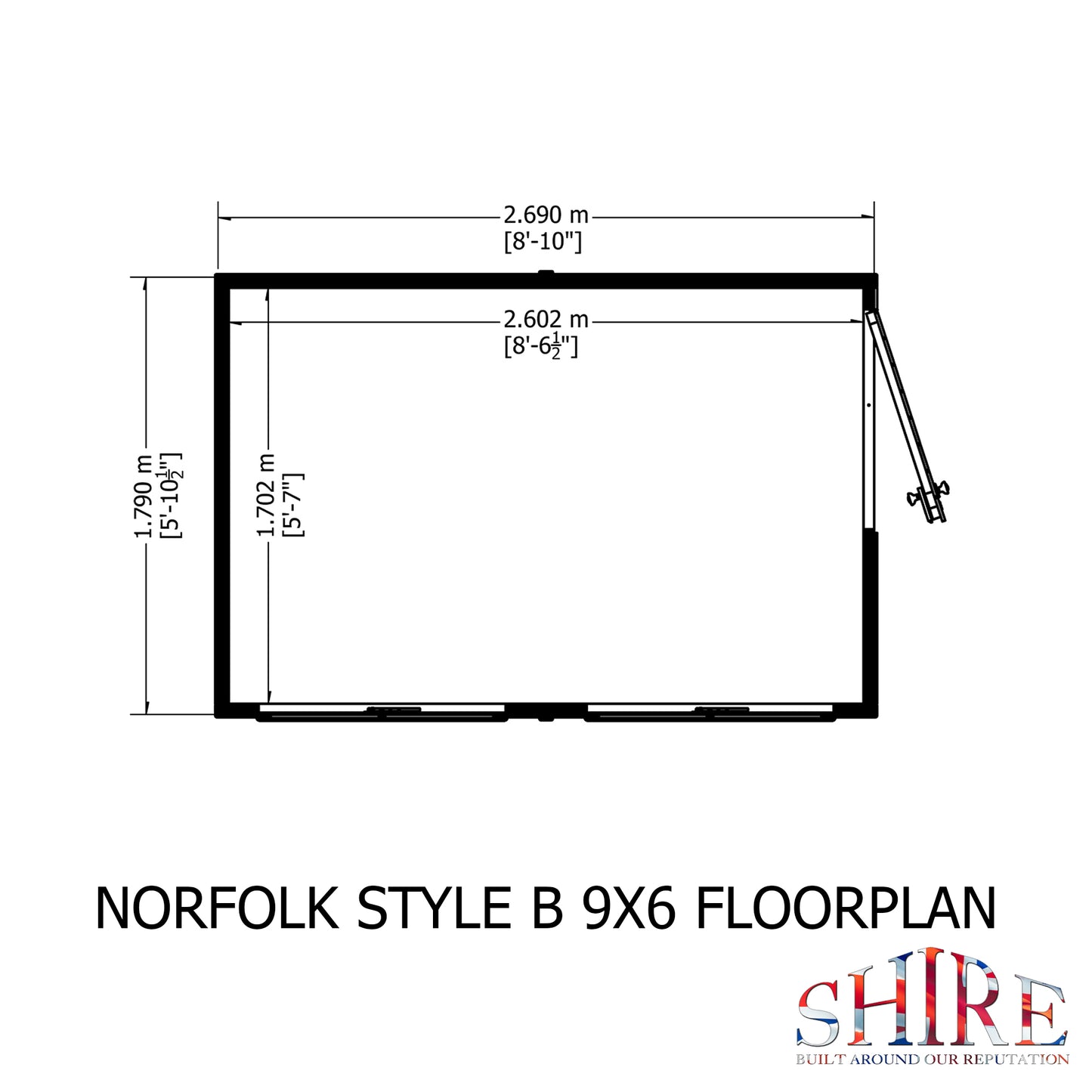 Shire Norfolk 9x6 Single Door Shiplap Style B
