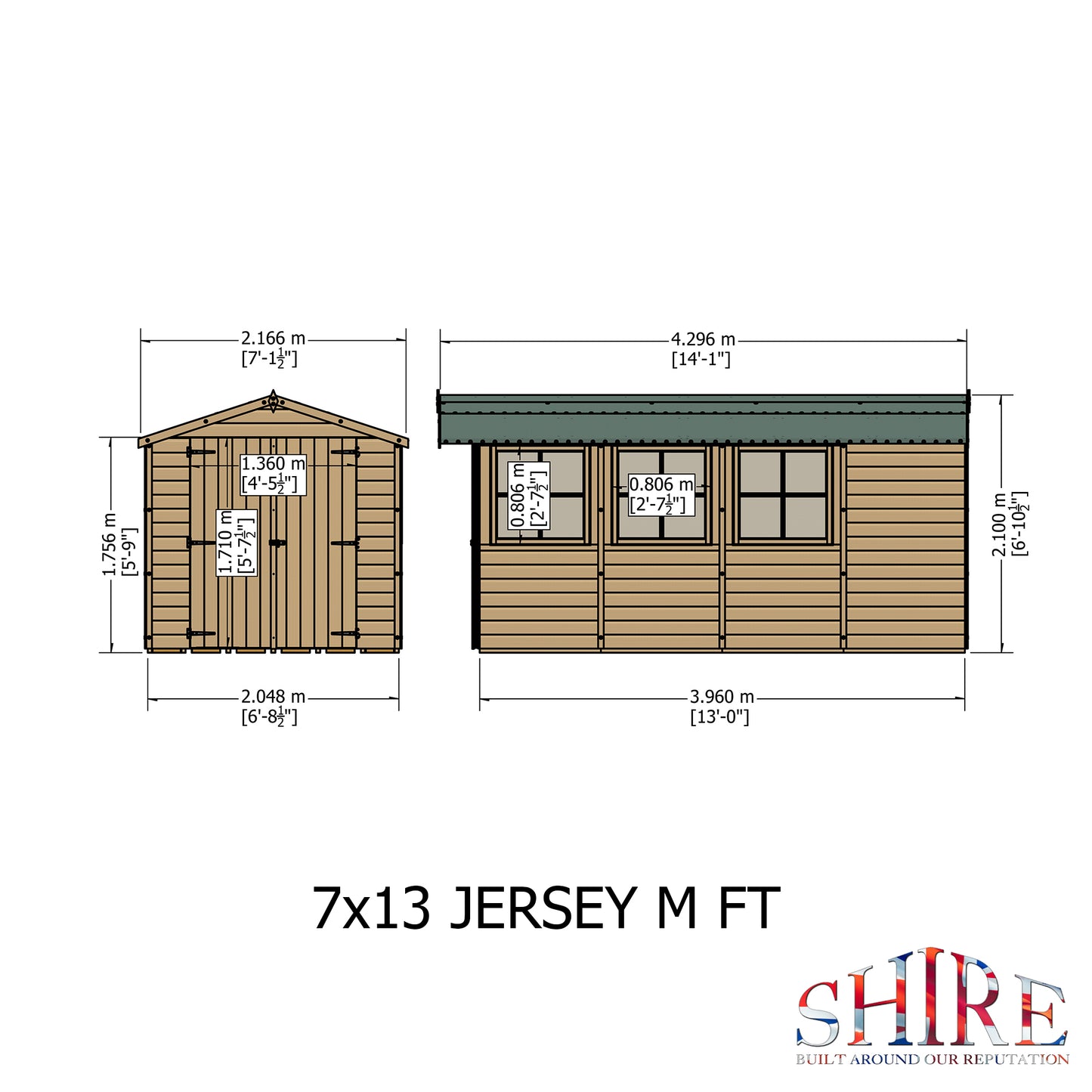 Shire Jersey Pressure treated 13x7 Double Door