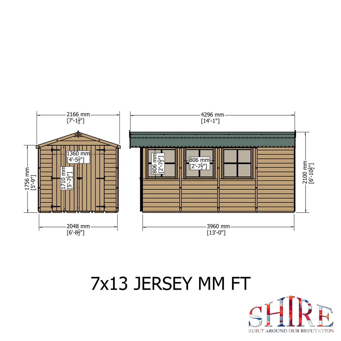 Shire Jersey Pressure treated 13x7 Double Door