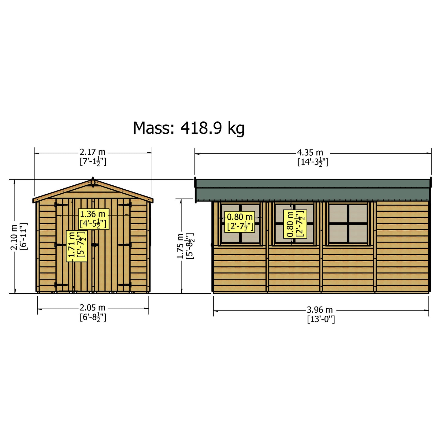 Shire Jersey Pressure treated 13x7 Double Door
