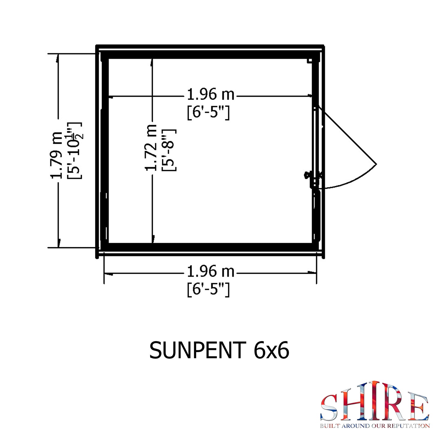 Shire Sun Pent 10x8 Single Door Shiplap Style B
