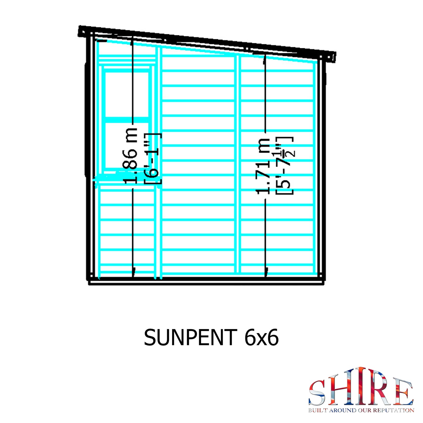 Shire Sun Pent 10x8 Single Door Shiplap Style B