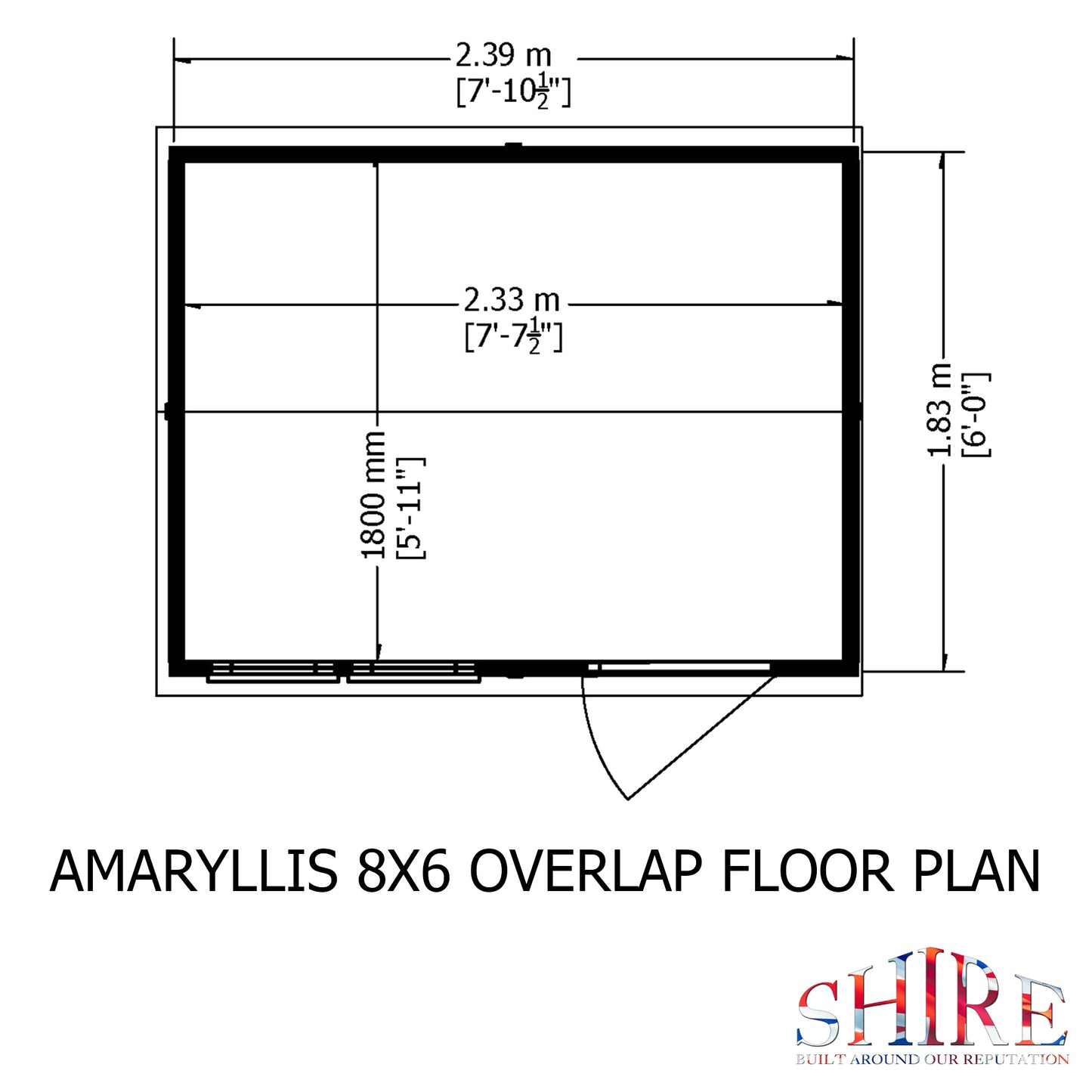 Shire Overlap 8x6 Single Door Reverse Apex Amaryllis 8x6