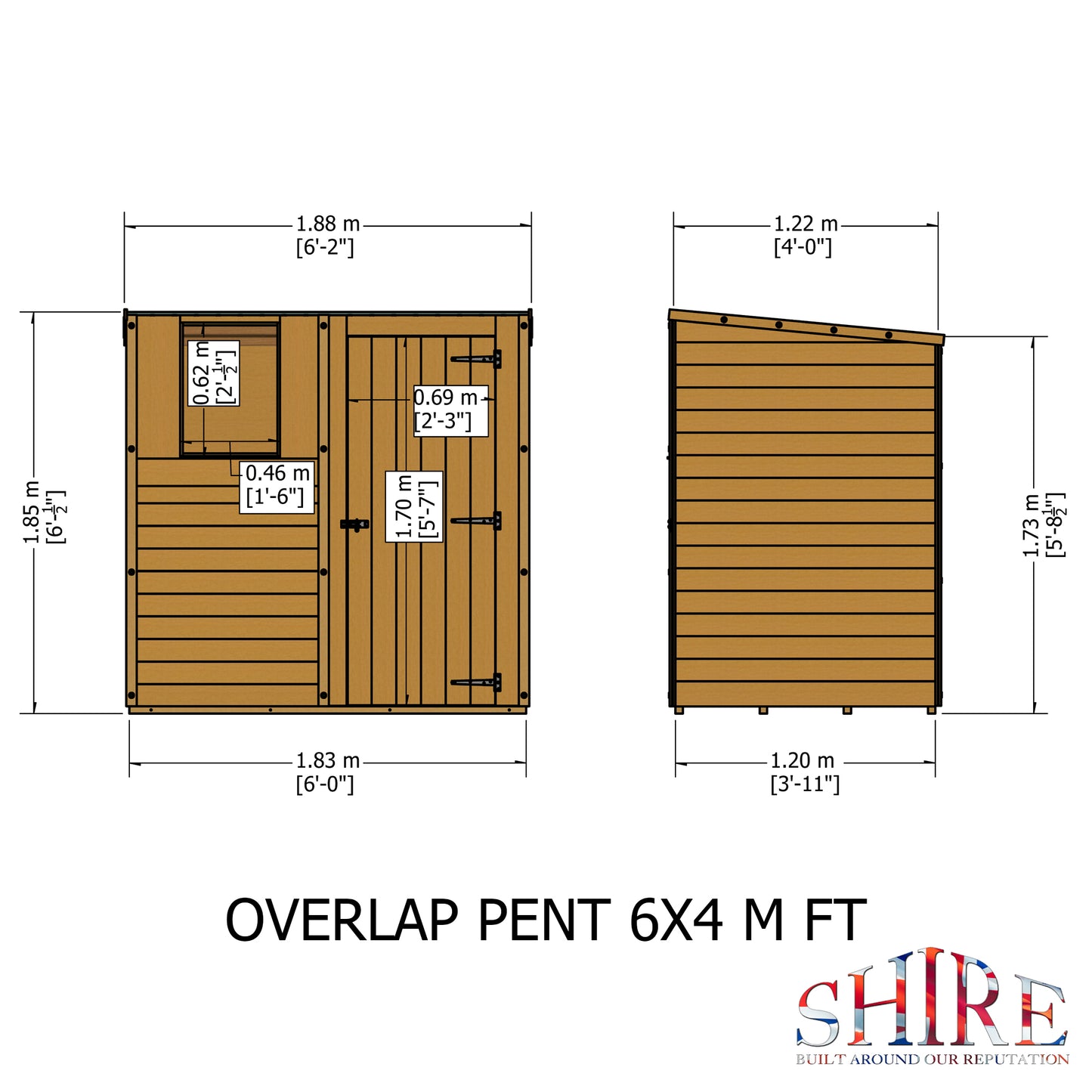 Shire Overlap Pent 6x4 Single Door 6x4