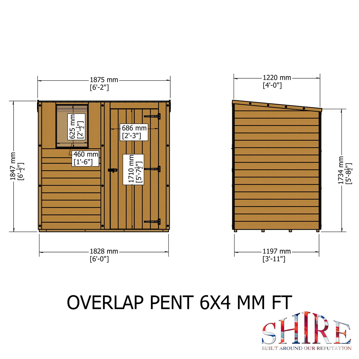 Shire Overlap Pent 6x4 Single Door 6x4