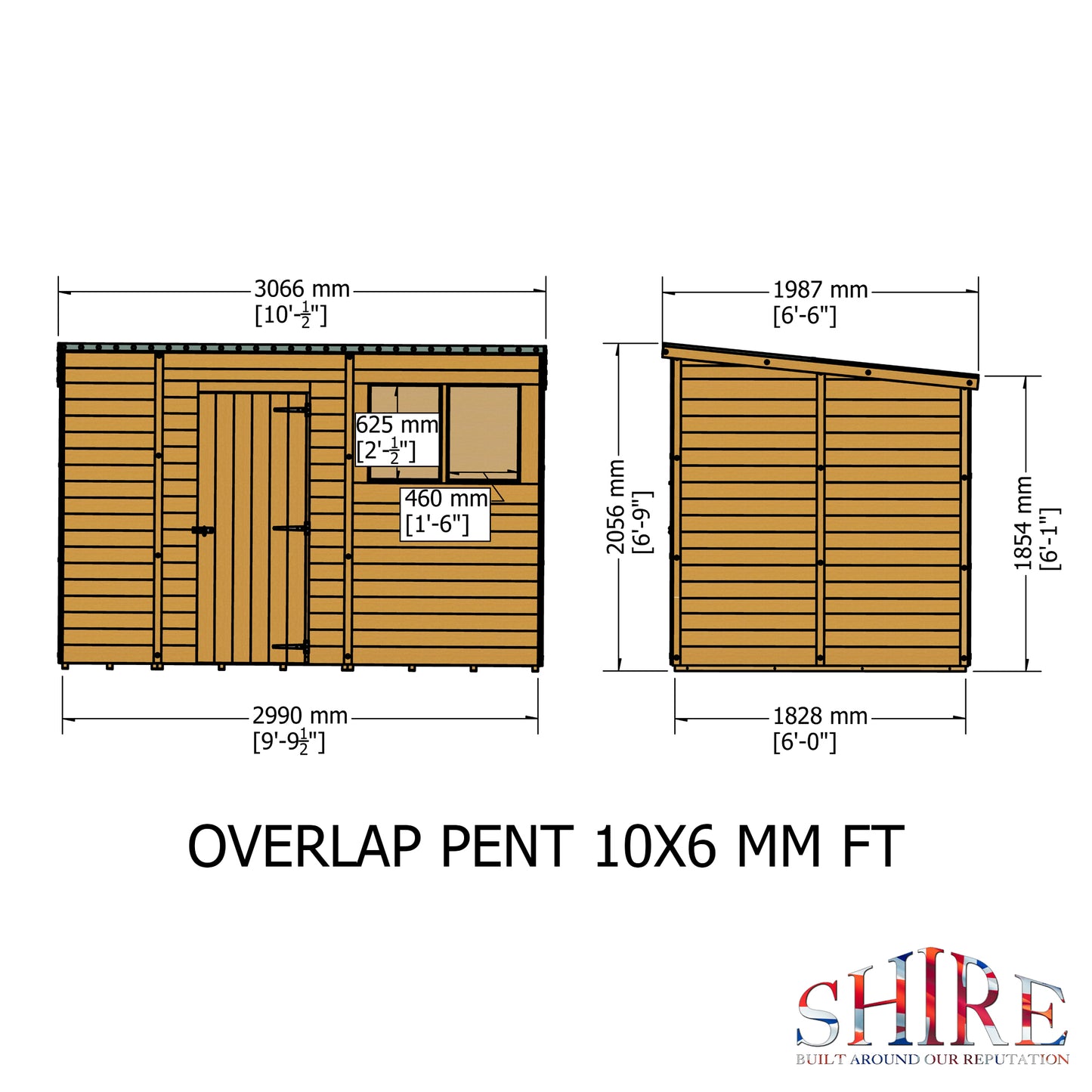 Shire Overlap Double Door Pent 10x6 D/D