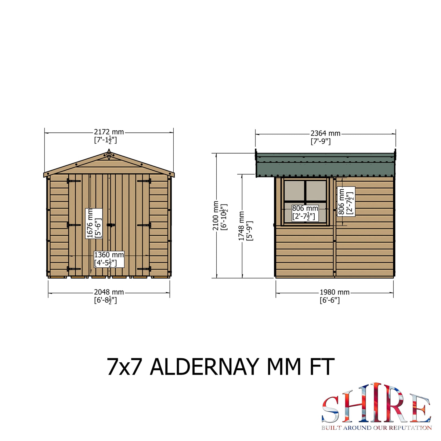 Shire Alderney Pressure treated 7x7 Double Door