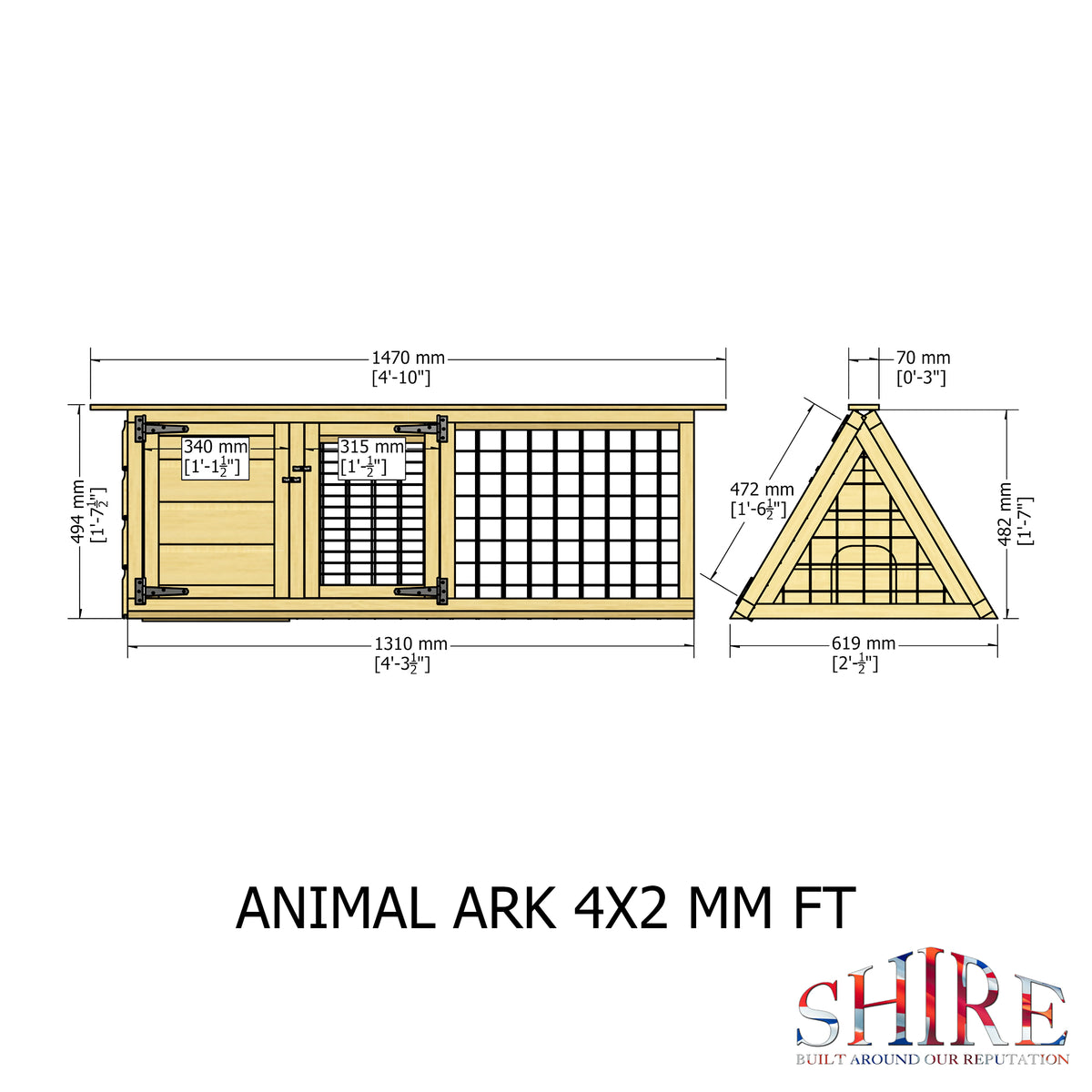 Shire Animal Ark 635 x 1320 x 535mm