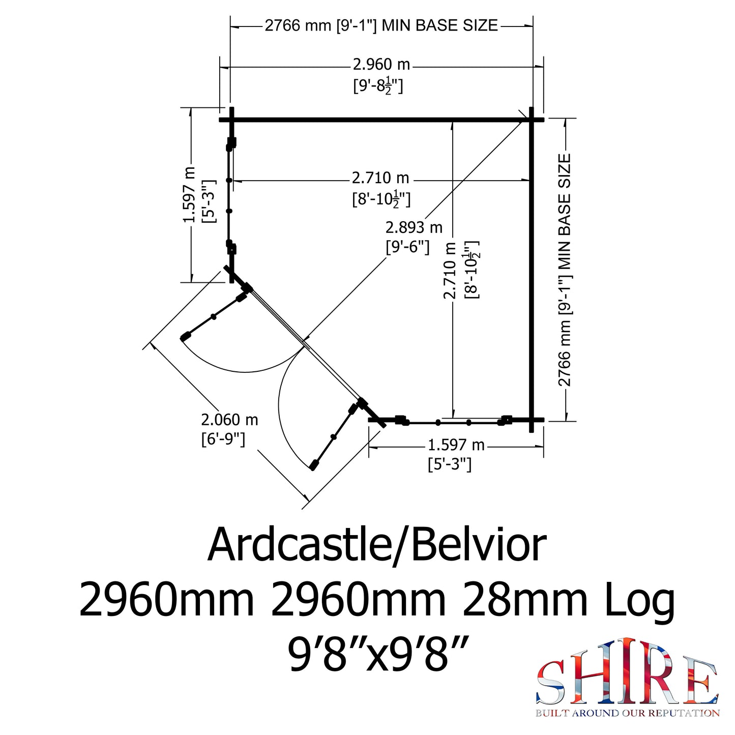 Shire Ardcastle 10x10 Double Door 28mm Log Cabin