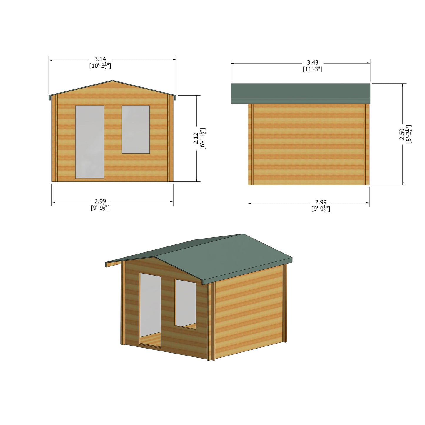 Shire Bucknells 10x10 Log Cabin (28mm - 70mm Logs)