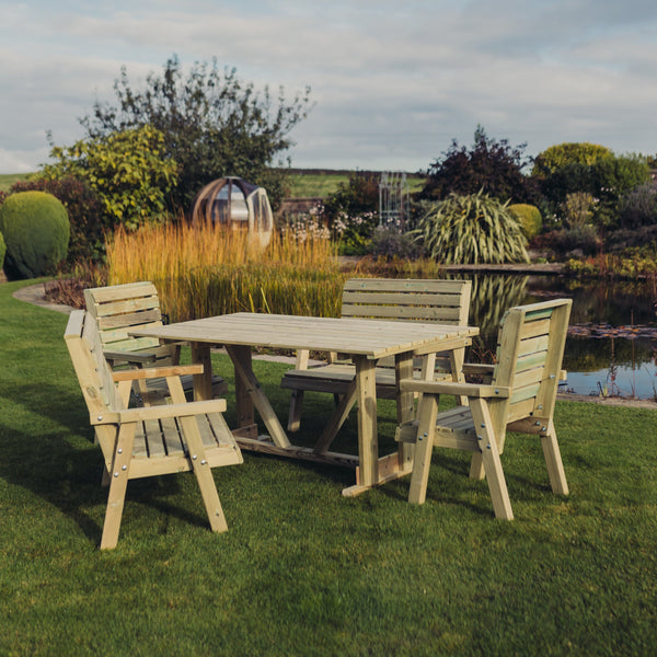 Churnet Valley Clover Table Set - 2Xc 2X2B Sits 6