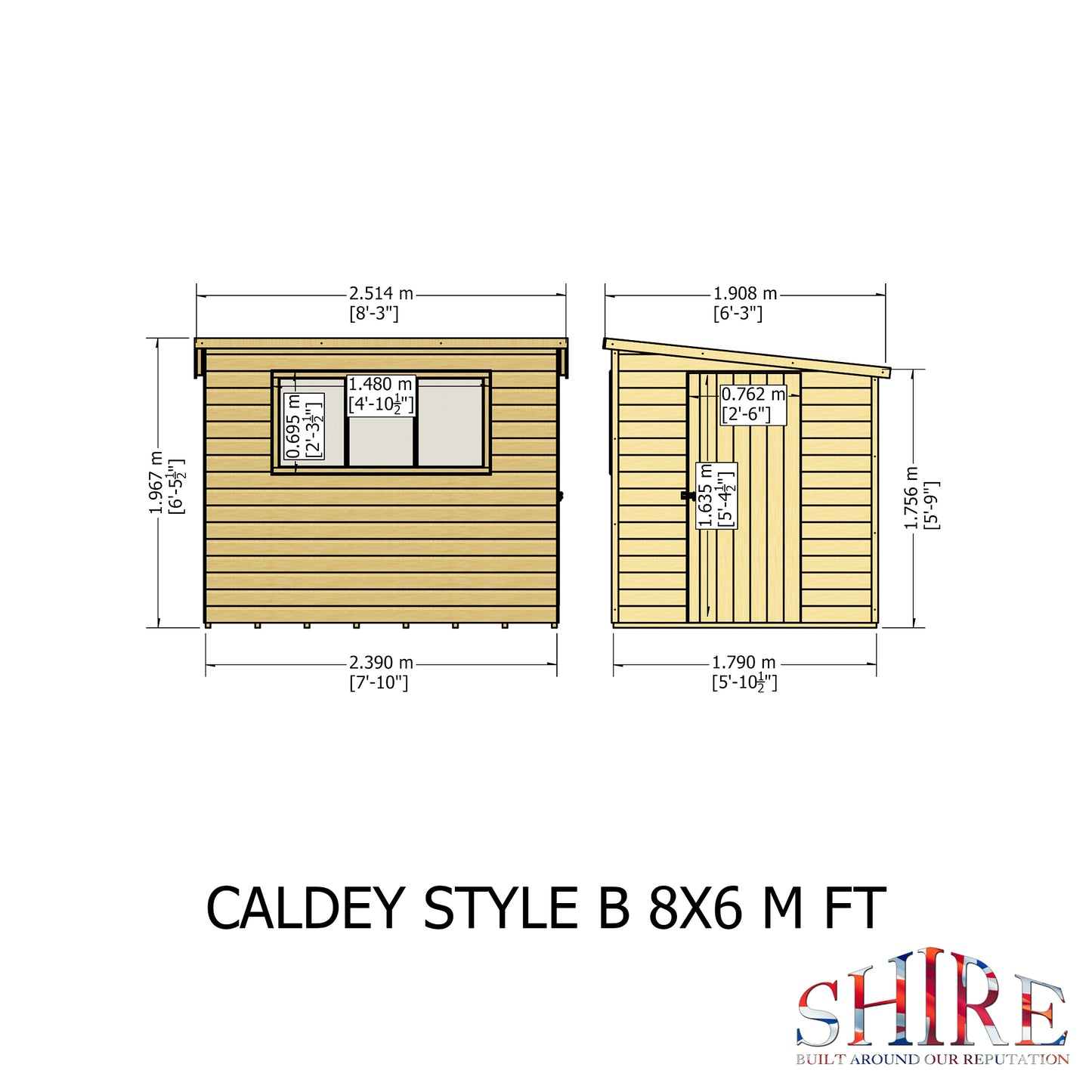 Shire Caldey Single Door 8x6 Shiplap Style B