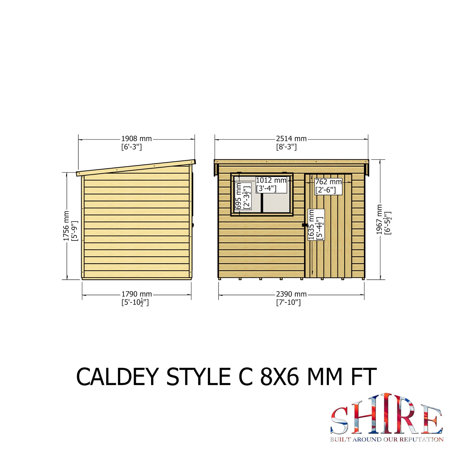 Shire Caldey Single Door 8x6 Shiplap Style C