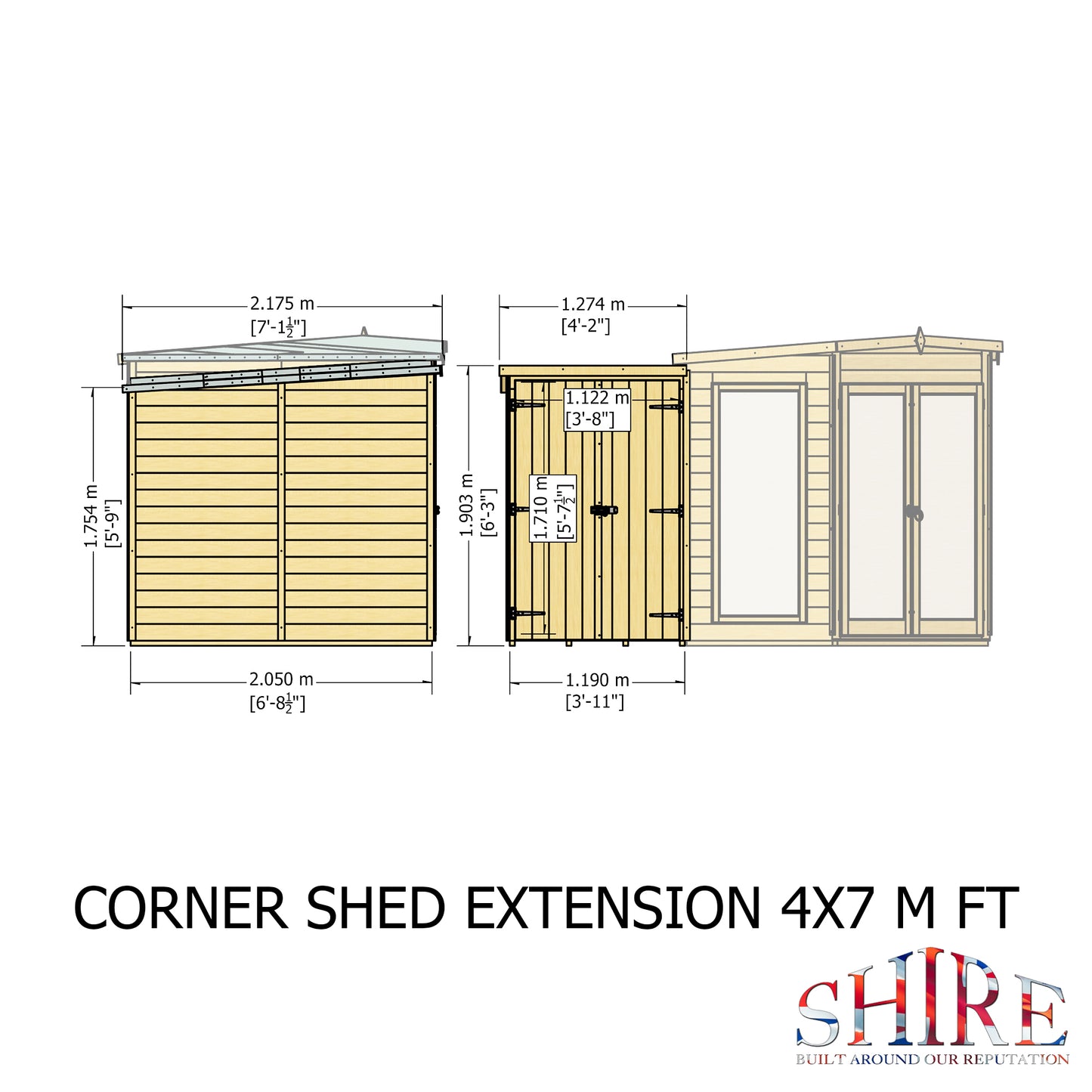 Shire Hampton with Side Shed 7 x 11