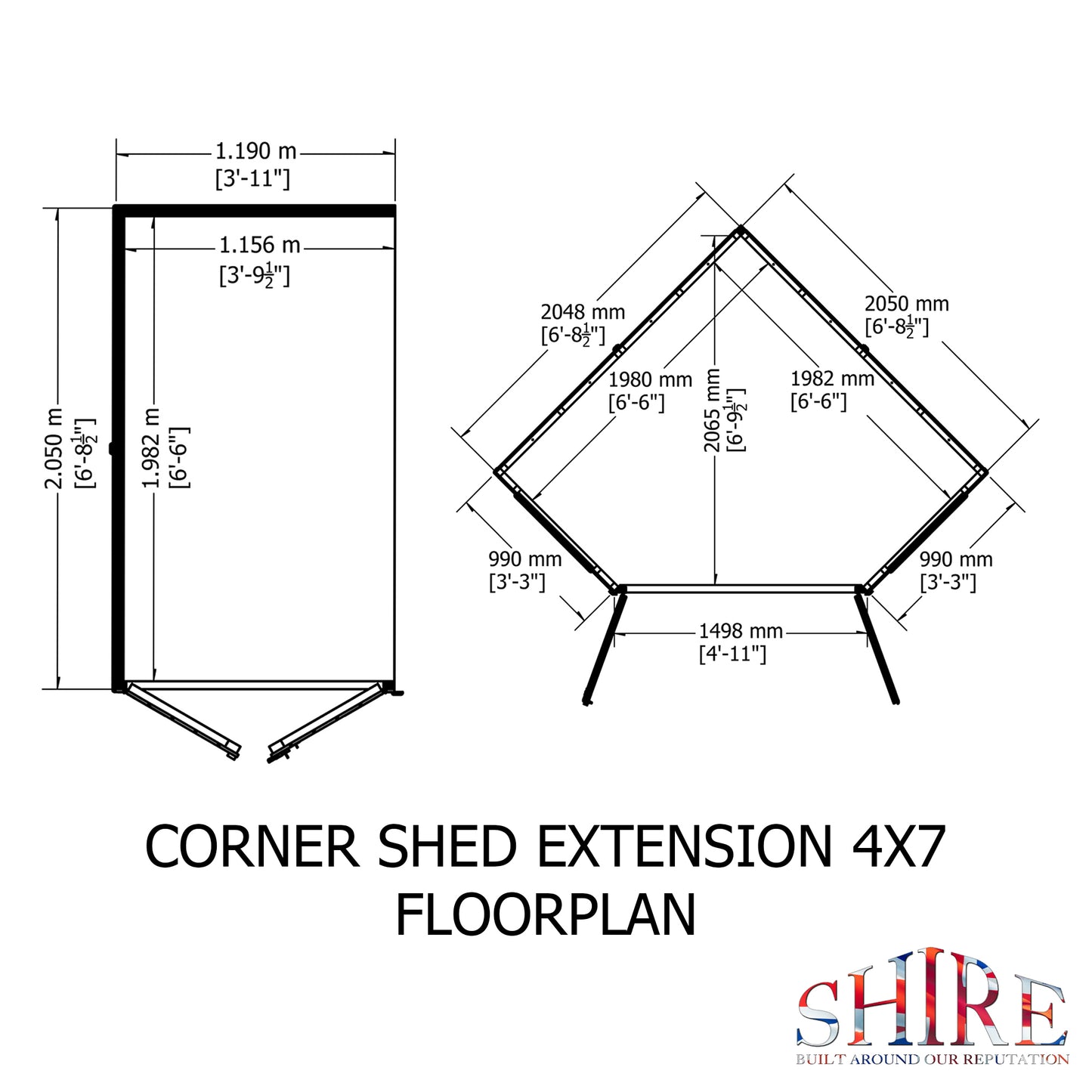 Shire Hampton with Side Shed 7 x 11