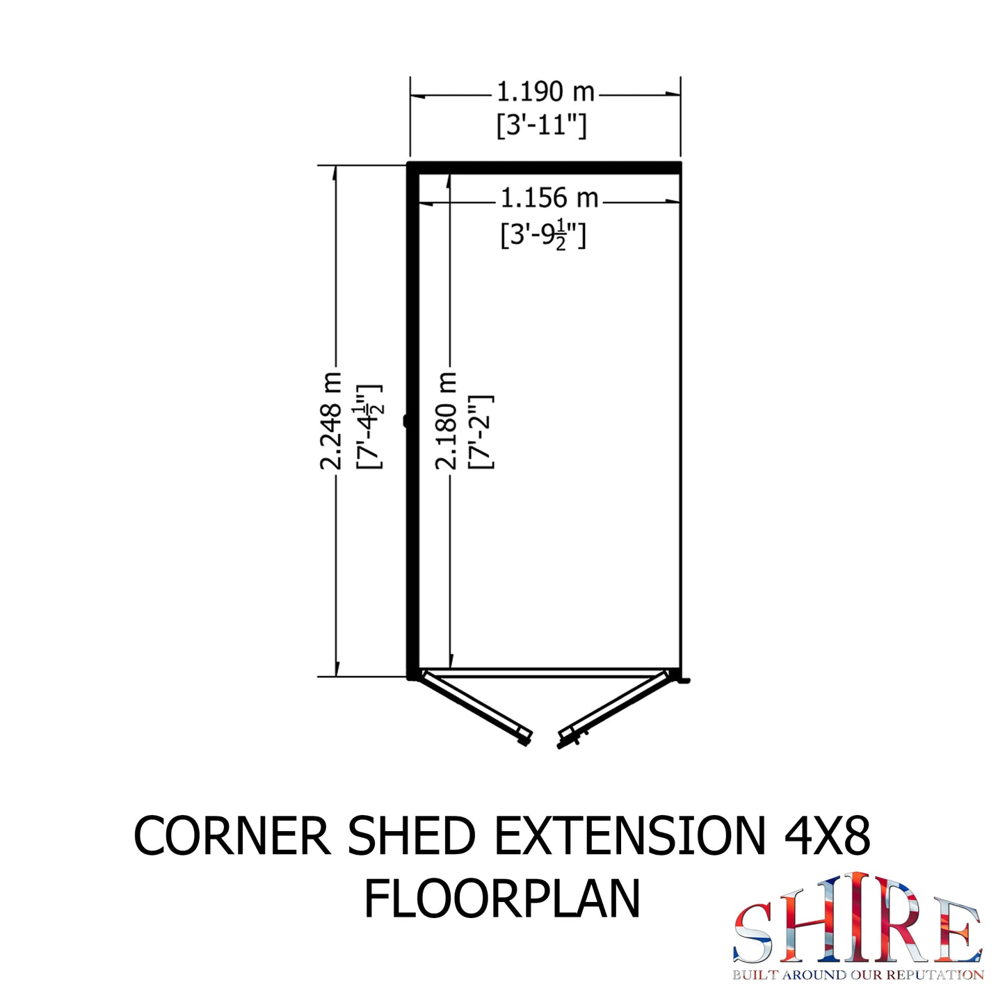Shire Hampton with Side Shed 8 x 12