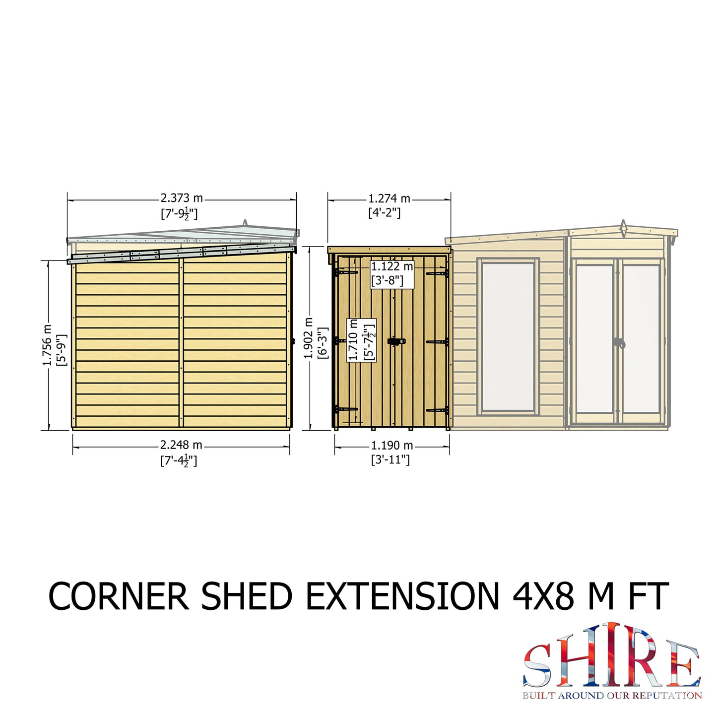 Shire Hampton with Side Shed 8 x 12