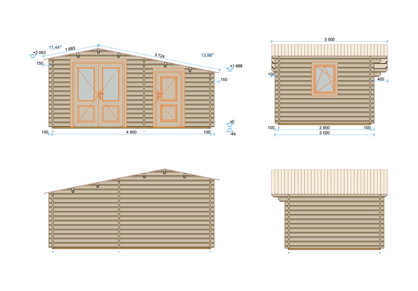 Shire Deko 16x10 44mm Log Cabin