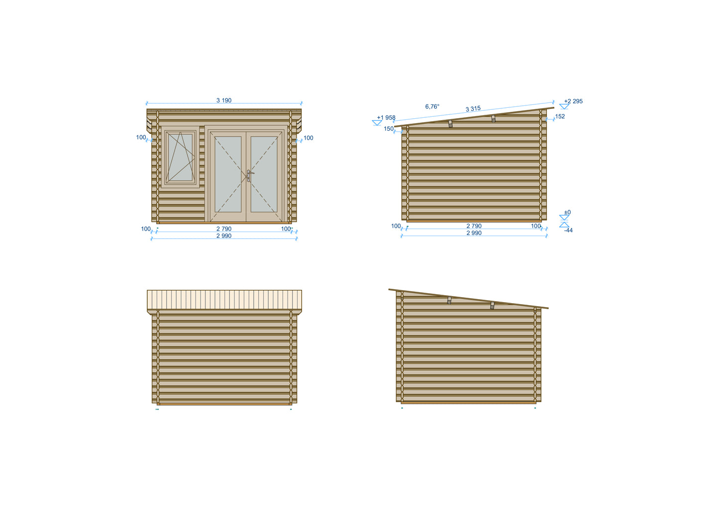 Shire Elm 10x10 44mm Log Cabin