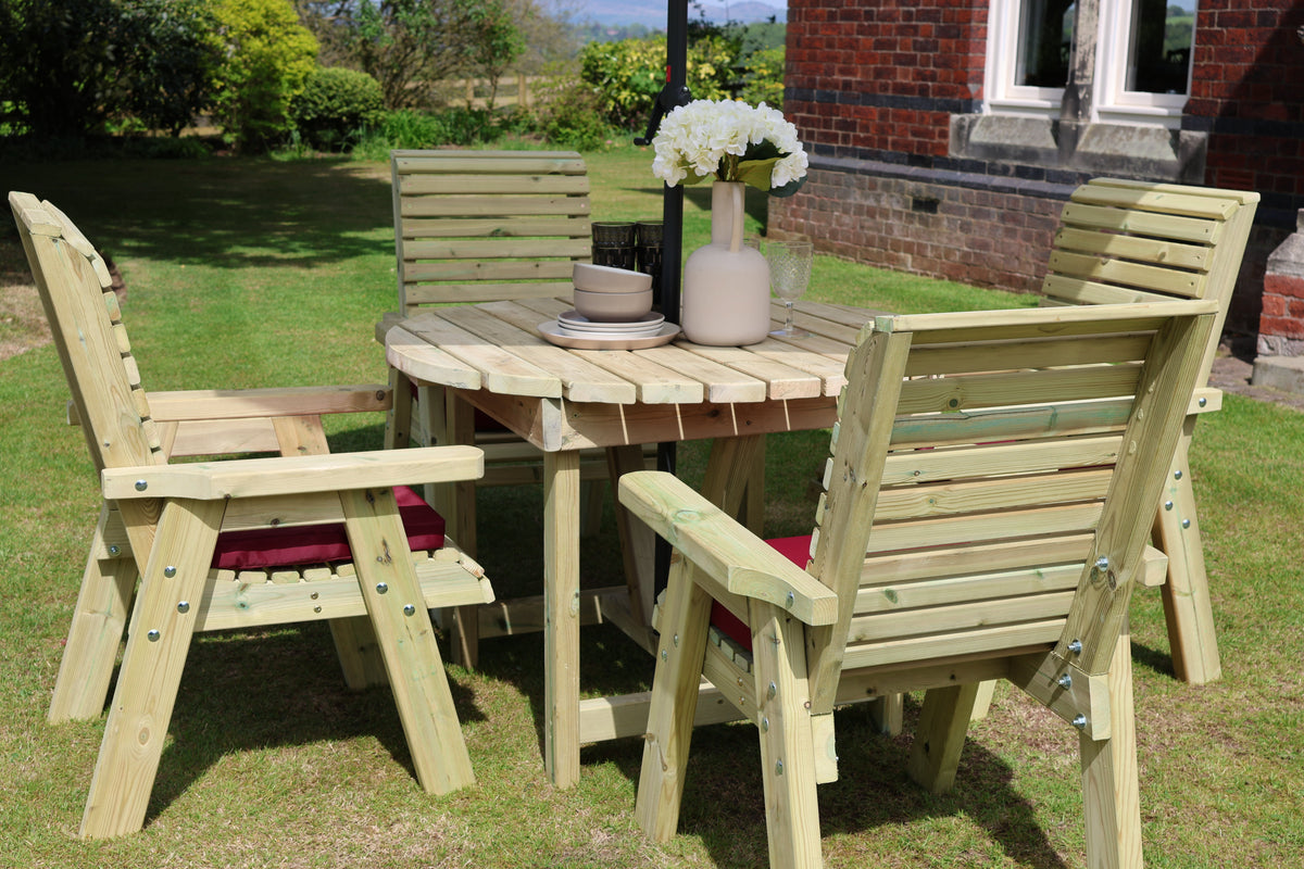 Churnet Valley Ergo Round Table Set - 4 Seater 4Xc