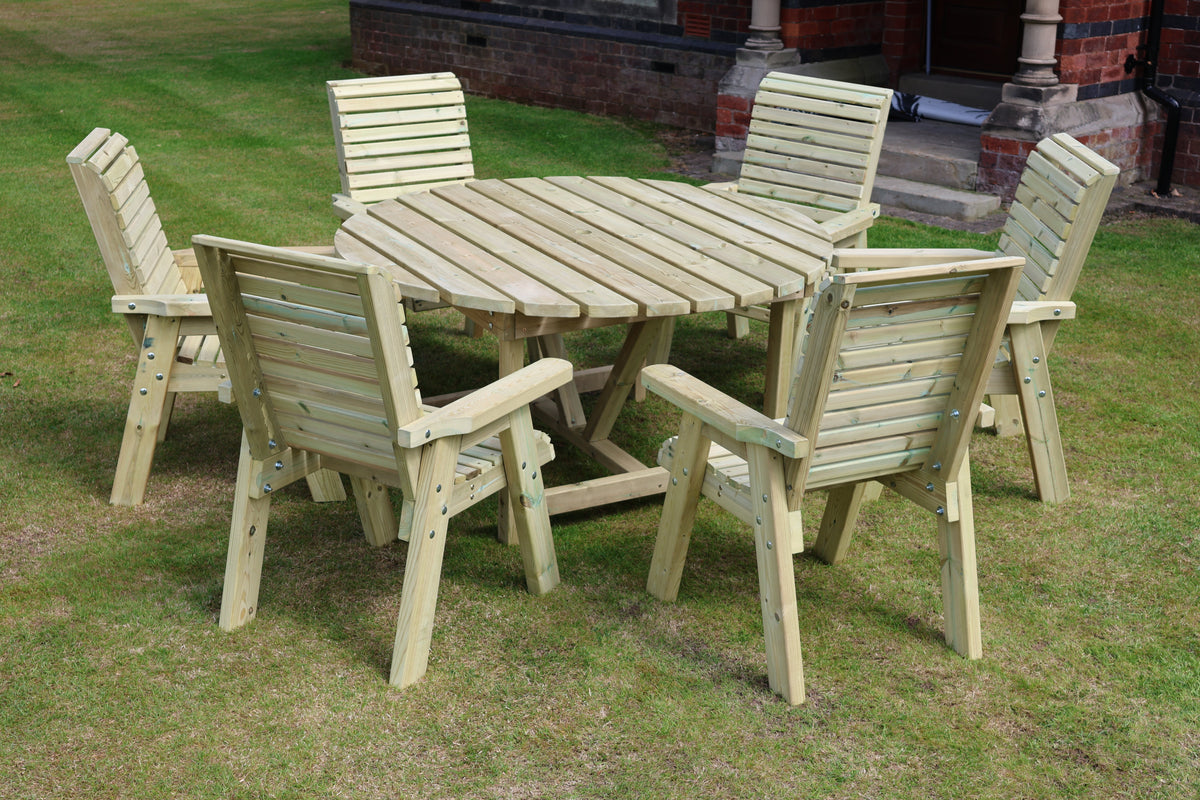 Churnet Valley Ergo Round Table Set - 6 Seater 6Xc
